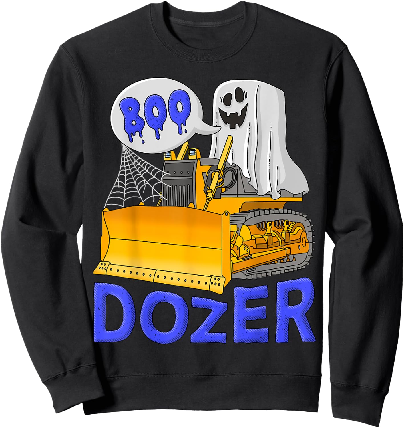 Bulldozer Halloween; Boo Dozer Kids Construction Truck Sweatshirt - Sweatshirt | Black