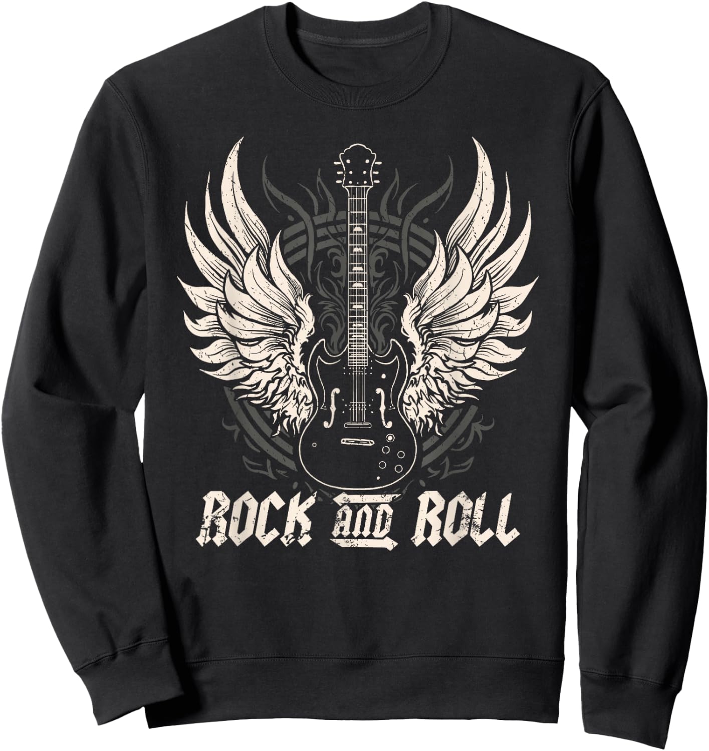 Rock and Roll Guitar Vintage ROCK Music Sweatshirt - Sweatshirt | Black