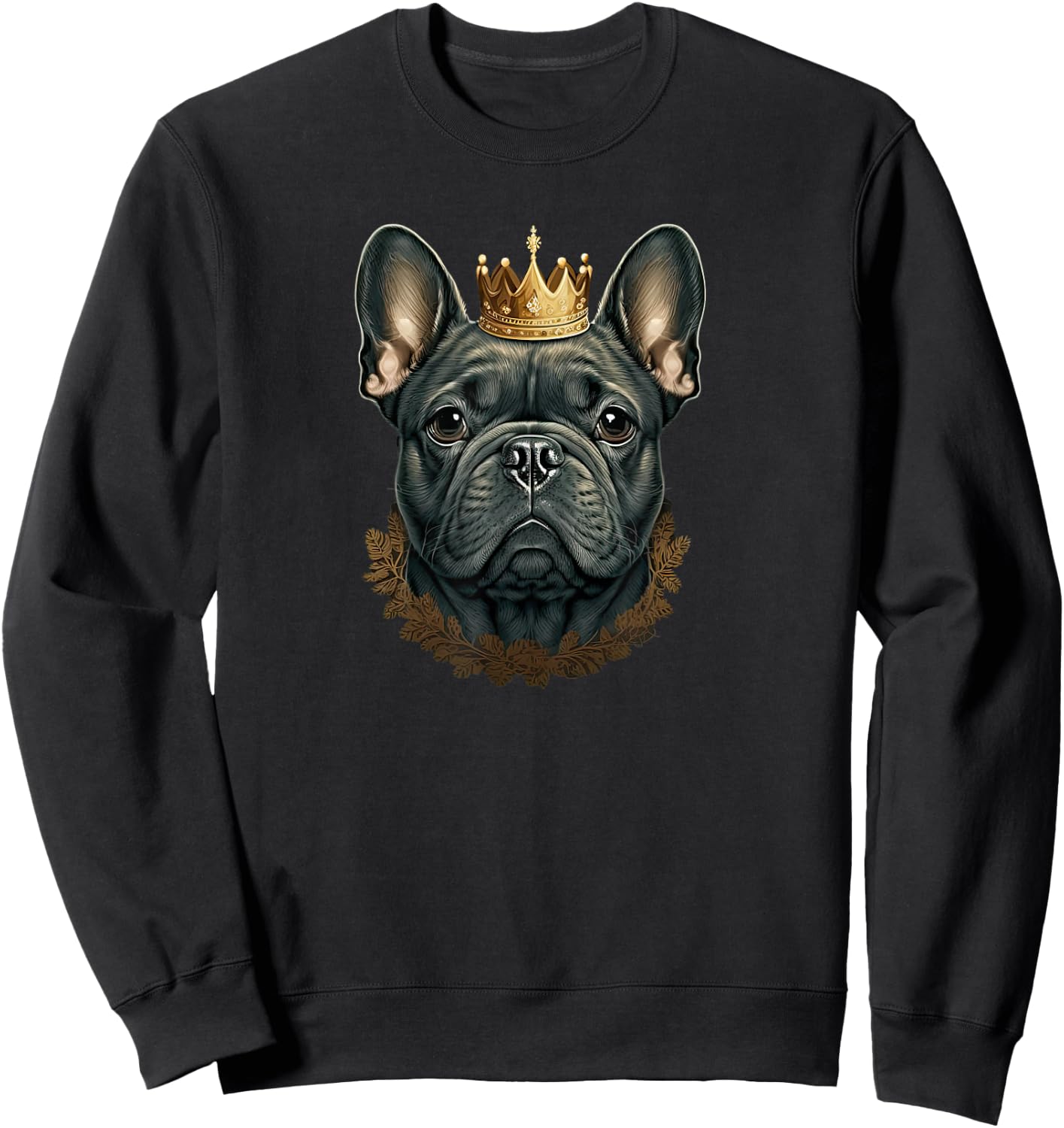 Funny French Bulldog Frenchie with a Golden Crown Sweatshirt - Sweatshirt | Black