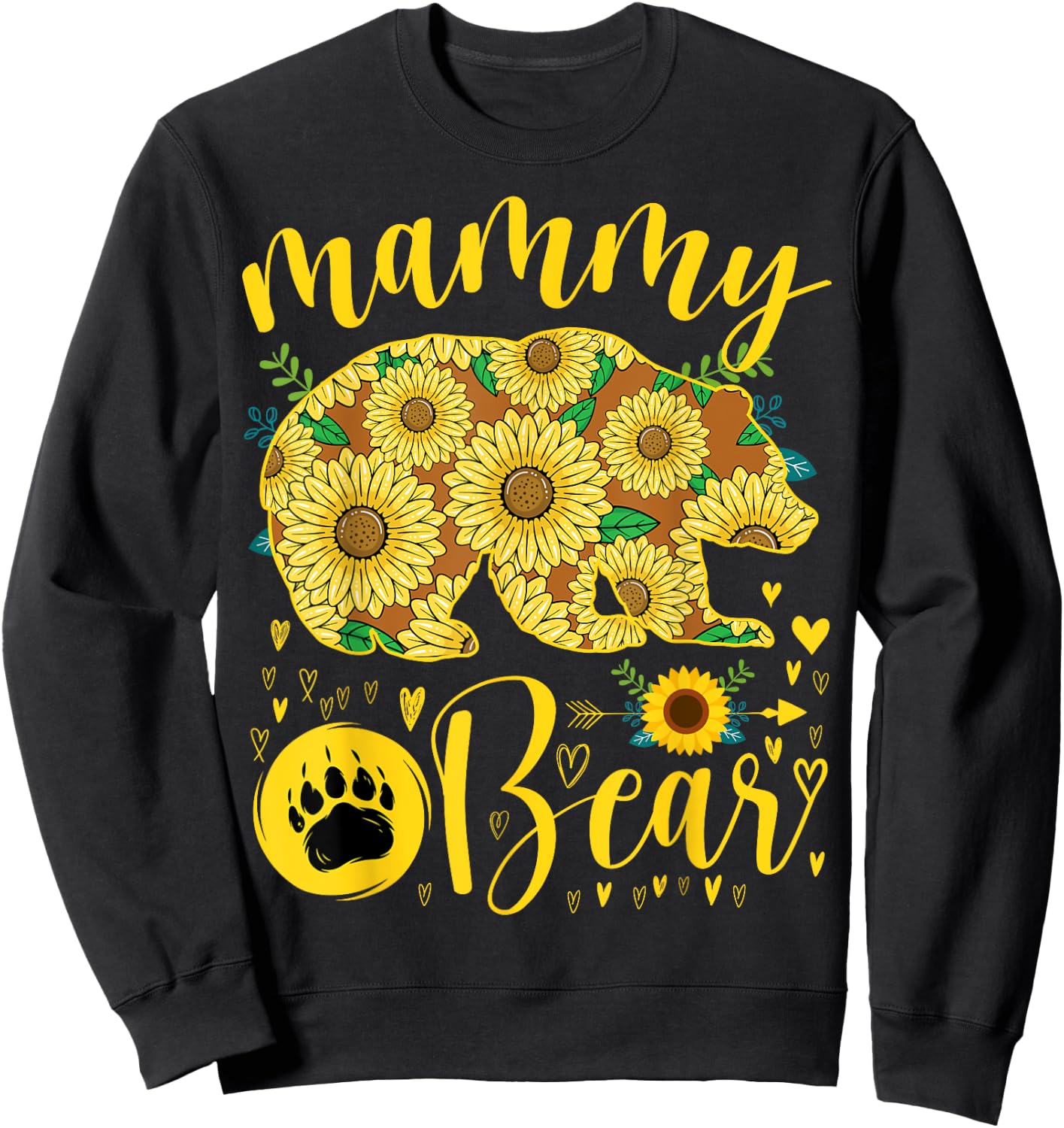 Mammy Bear Sunflower Grandma Mother's Day Party Sweatshirt - Sweatshirt | Black