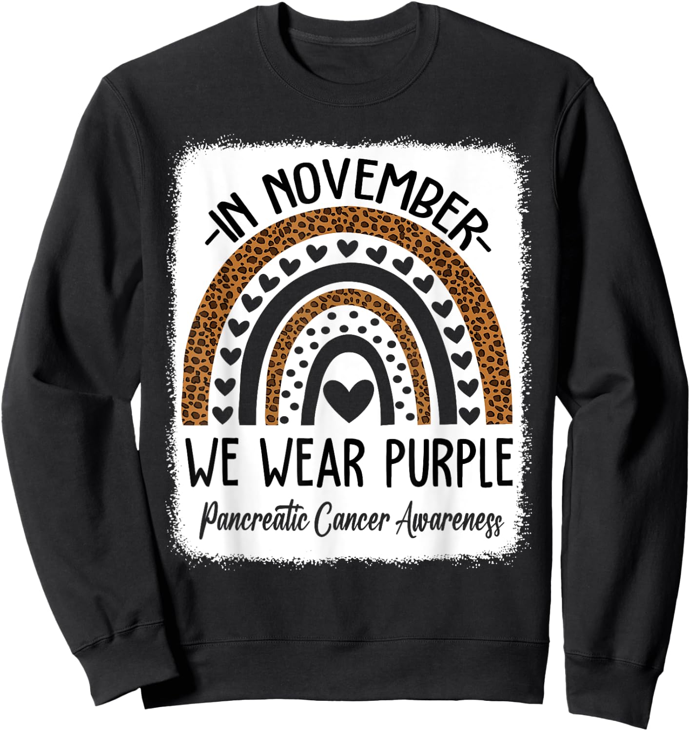 Rainbow November We Wear Purple Pancreatic Cancer Awareness Sweatshirt - Sweatshirt | Black