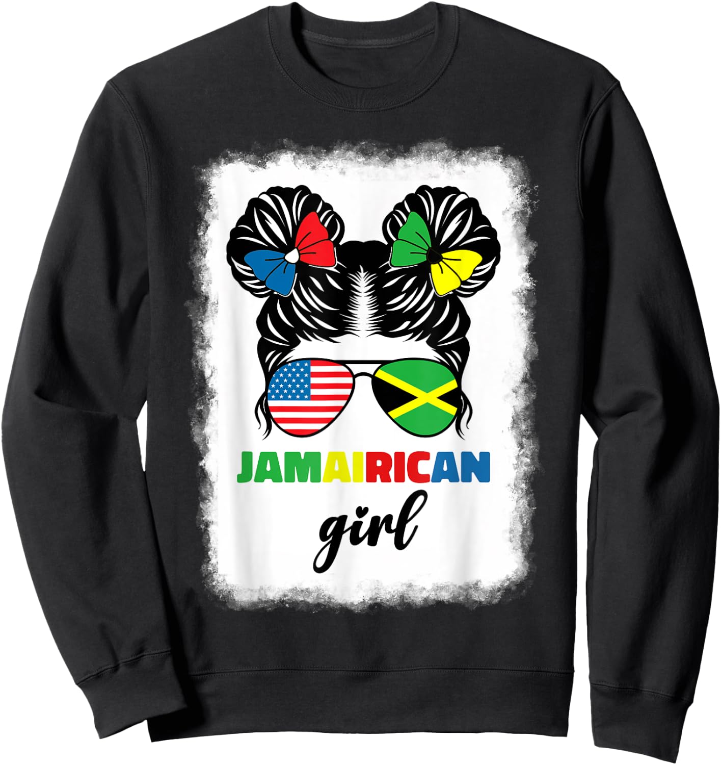 Half American Jamaican America Jamaica Flag Kids Jamairican Sweatshirt - Sweatshirt | Black