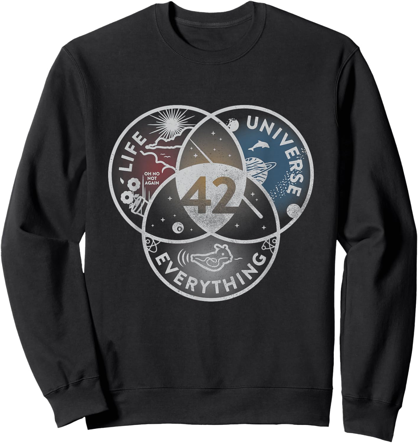 Venn Diagram Life The Universe and Everything - 42 Life Sweatshirt - Sweatshirt | Black