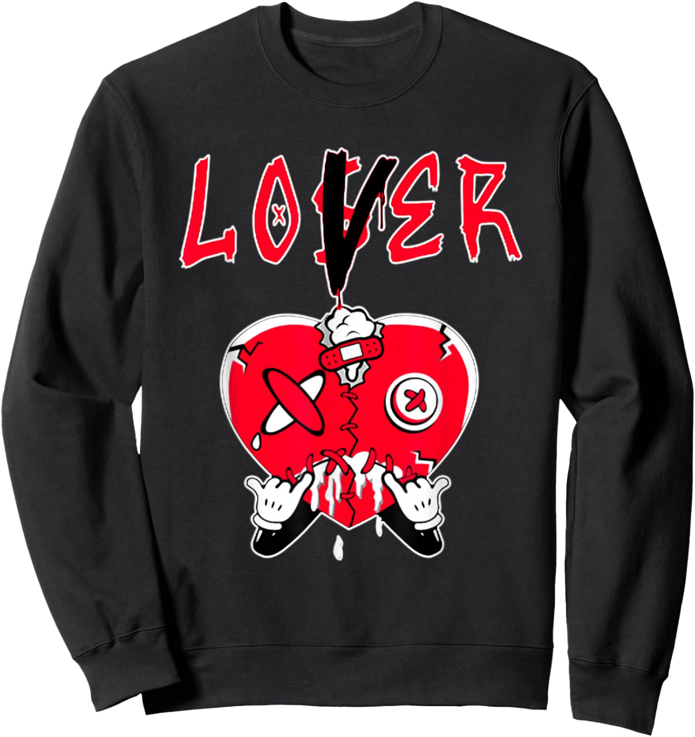 Loser Red To Match Loser Lover Heart 5 Racer Red Drip Sweatshirt - Sweatshirt | Black