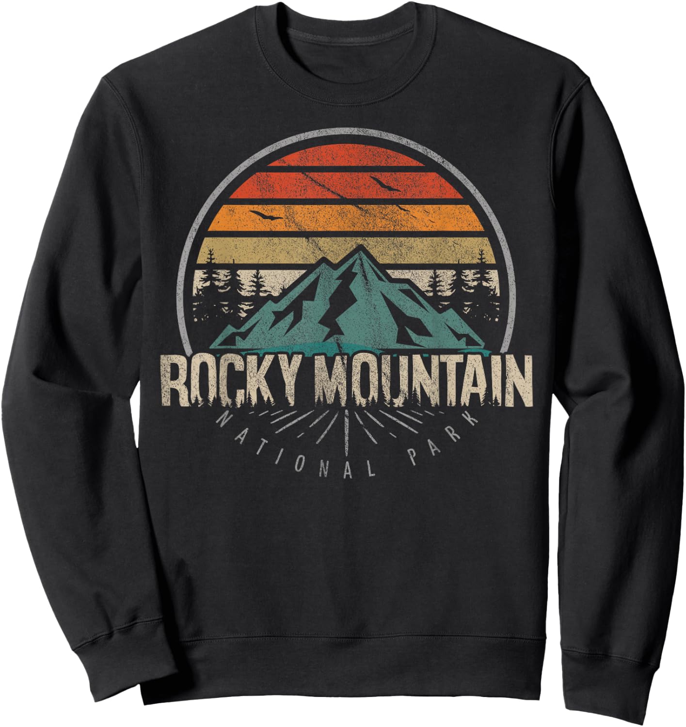 US Rocky Mountain National Park Shirts & More Retro Rocky Mountain - Men's Black Short Sleeve Small Sweatshirt - Sweatshirt | Black