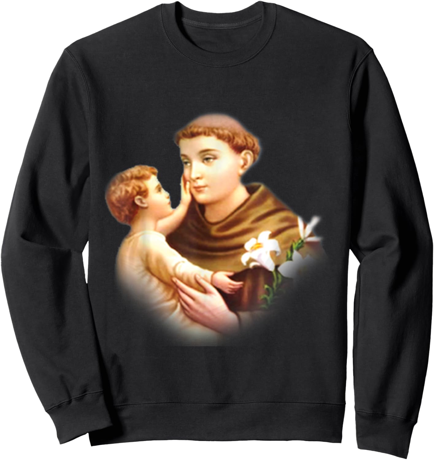 St Anthony of Padua Vintage Catholic Saint Infant Jesus Sweatshirt - Sweatshirt | Black