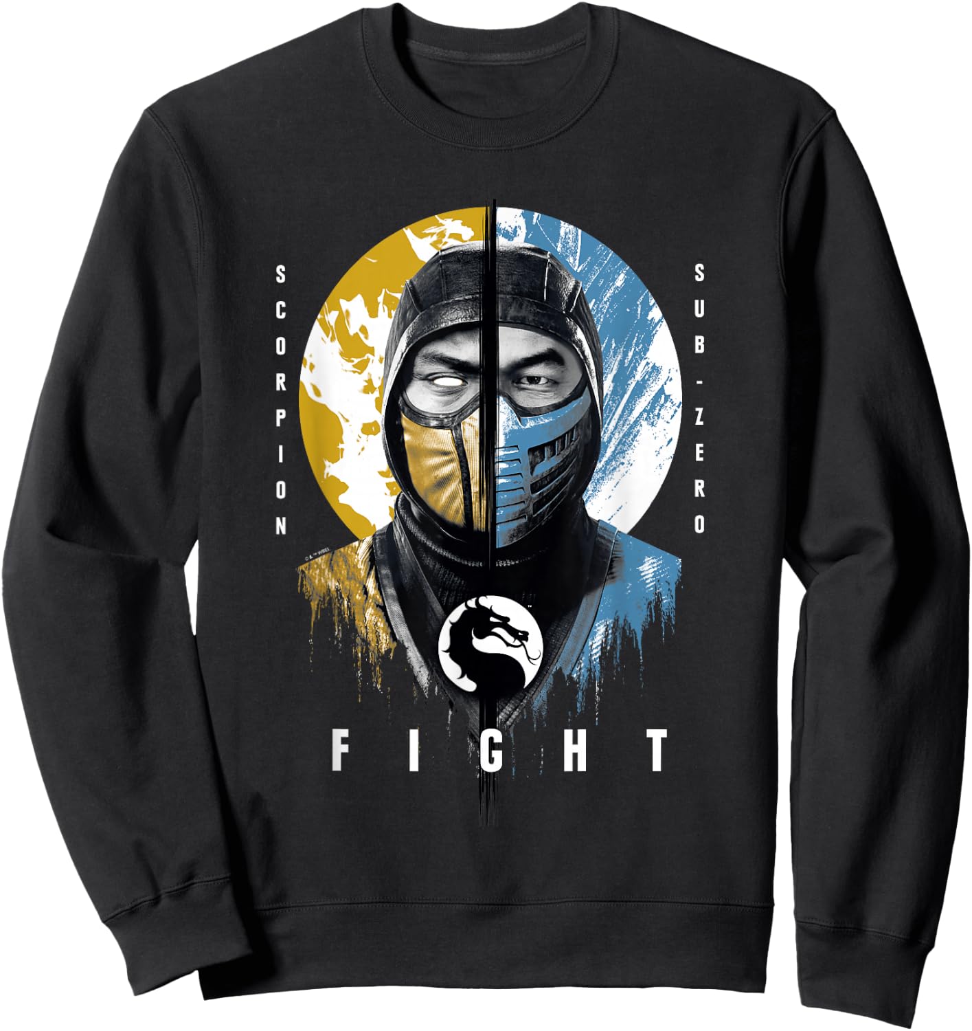 Mortal Kombat Klassic Scorpion Vs Sub-Zero Fight Portrait Sweatshirt - Sweatshirt | Black