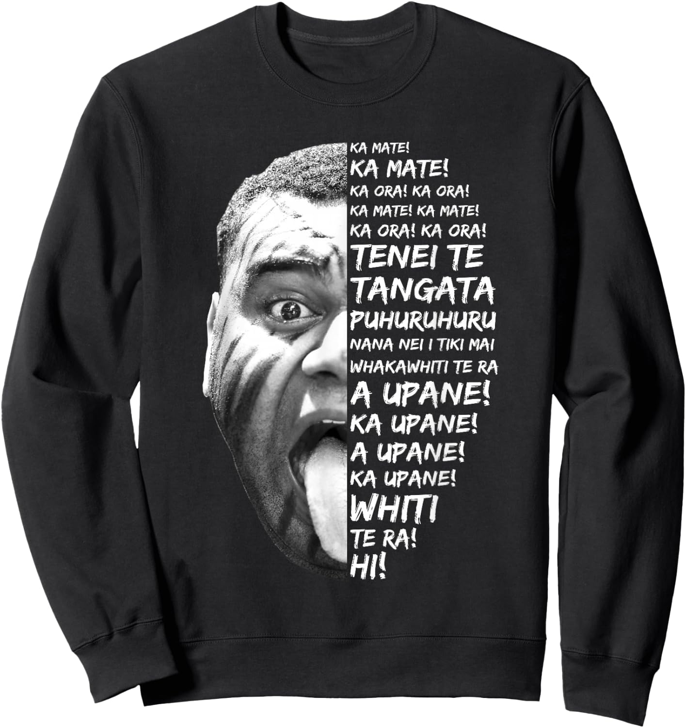 Haka Lyrics New Zealand Black Maori Kiwi NZ Fan Rugby Sweatshirt - Sweatshirt | Black