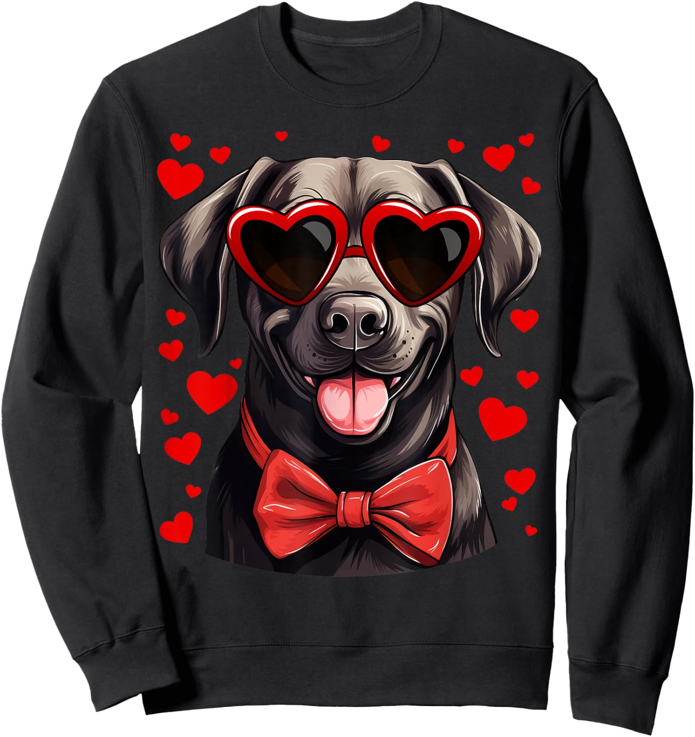 Black Labrador Retriever Dog Hearts Valentine's Day Sweatshirt - Sweatshirt | Black
