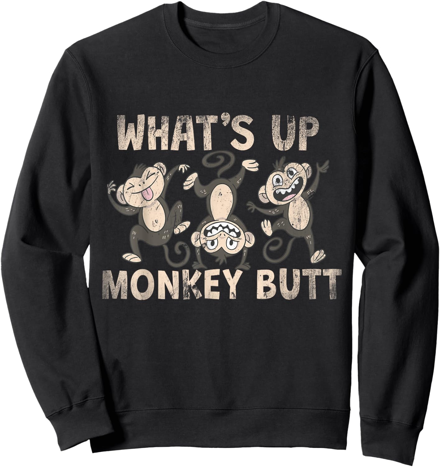 Funny Sup Monkey Butt Sweatshirt - Sweatshirt | Black