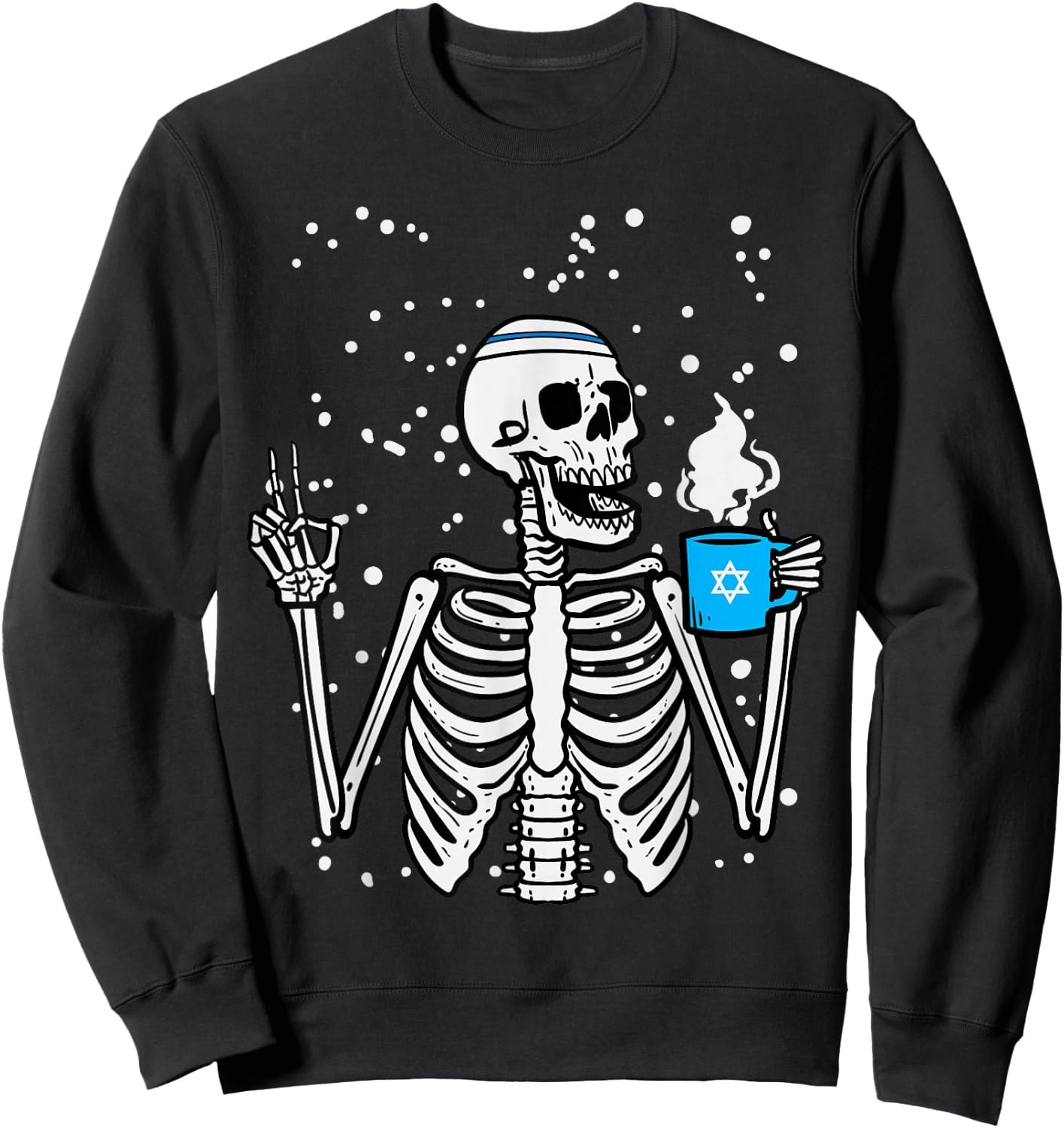Hanukkah Skeleton Coffee Peace Chanukah Men Women Kids Youth Sweatshirt - Sweatshirt | Black
