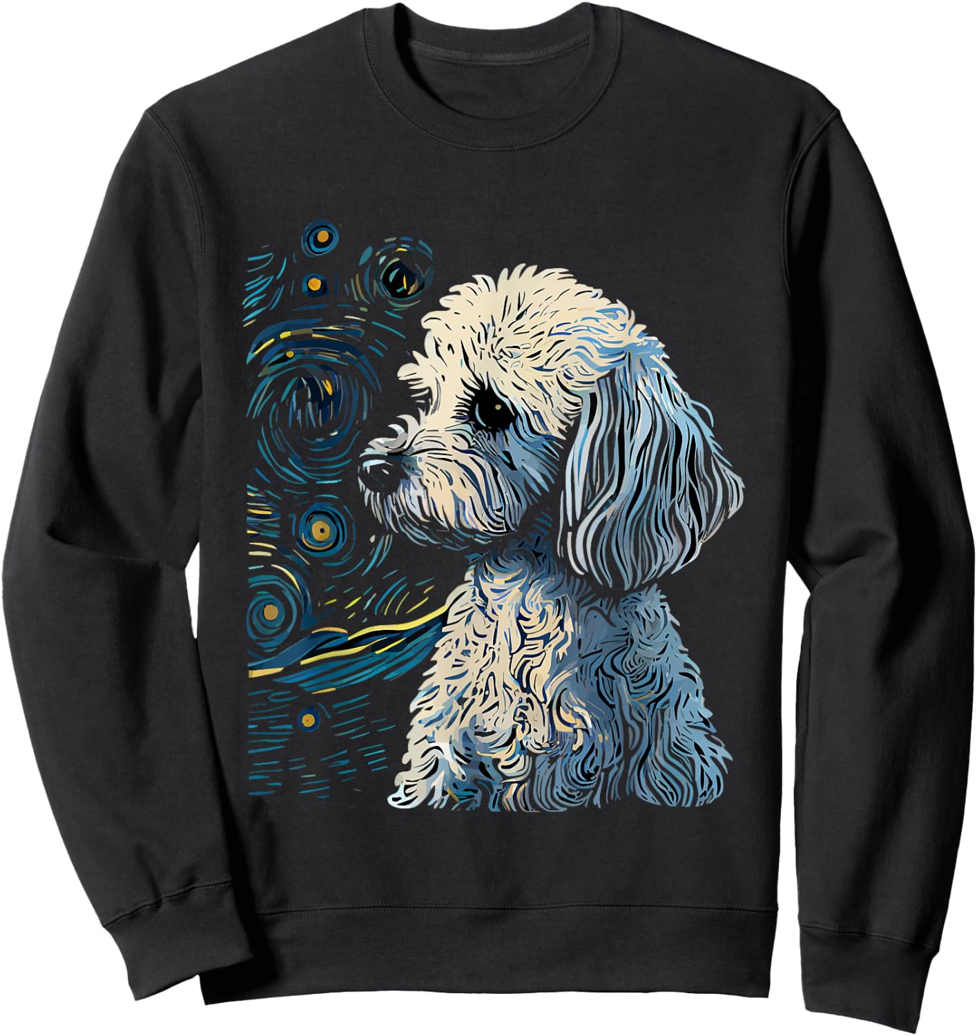 Maltipoo Starry Night Van Gogh Maltipoo Mom Dad Owner Sweatshirt - Sweatshirt | Black