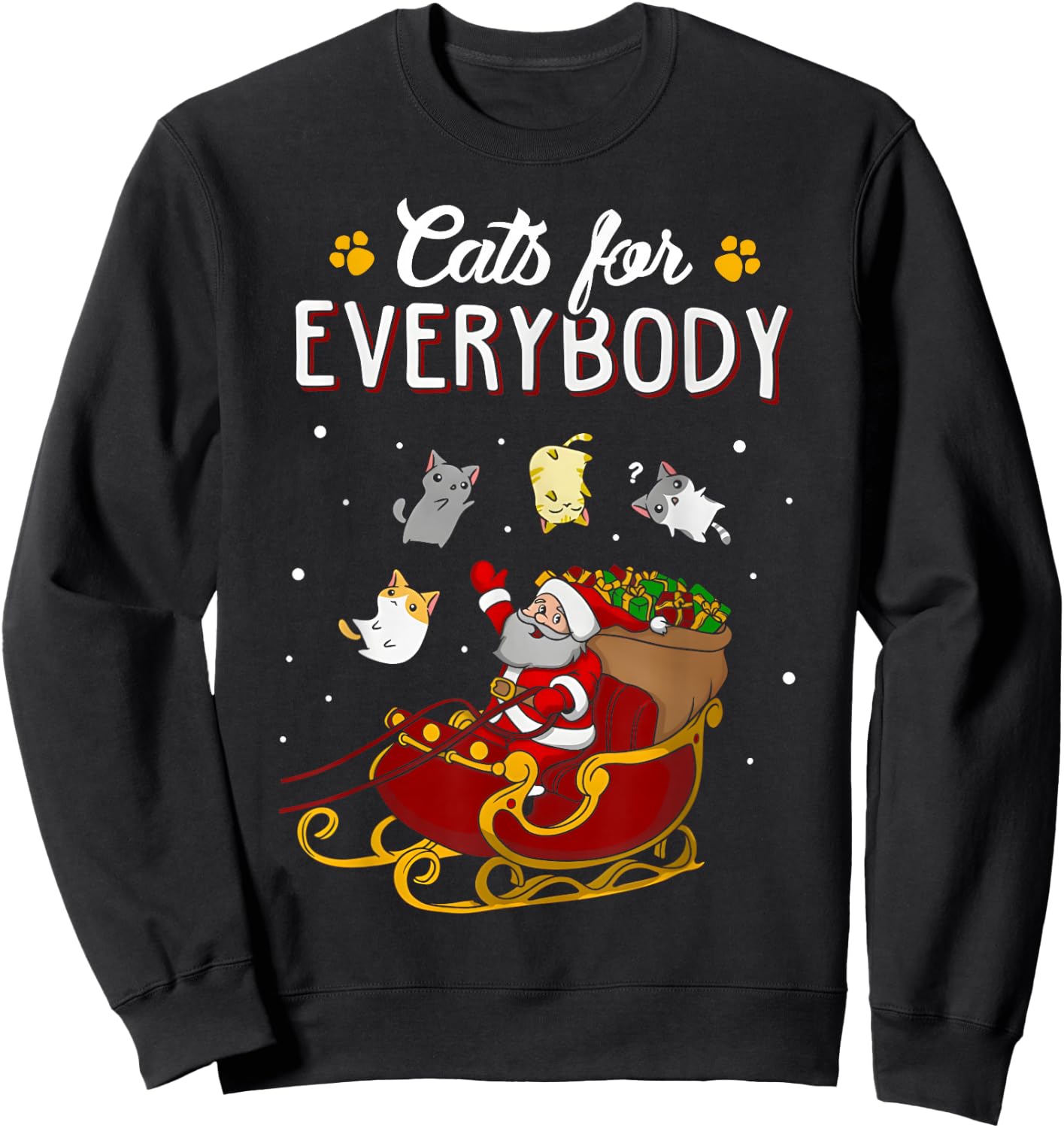 Cats For Everybody Christmas Cat Funny Xmas Women Santa Kids Sweatshirt - Sweatshirt | Black