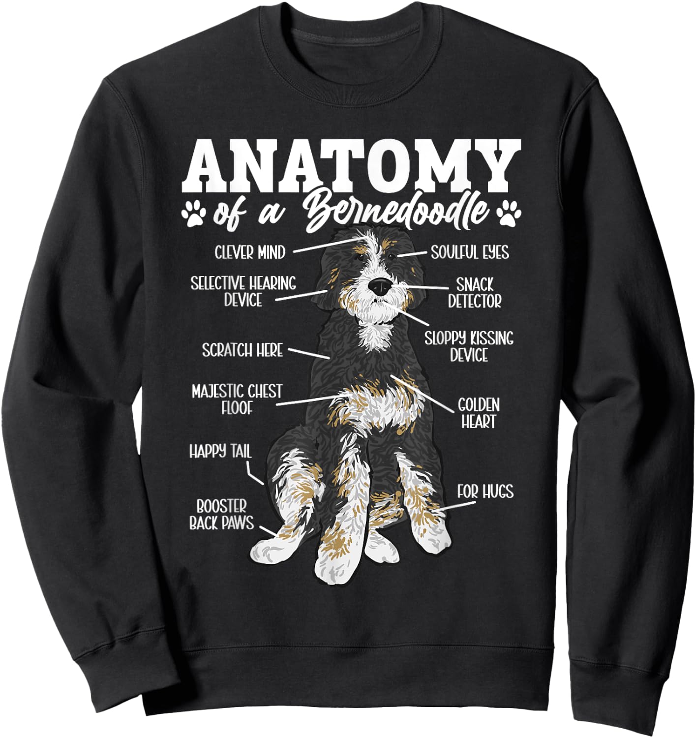 Bernedoodle Dog Anatomy Of A Bernedoodle Sweatshirt - Sweatshirt | Black