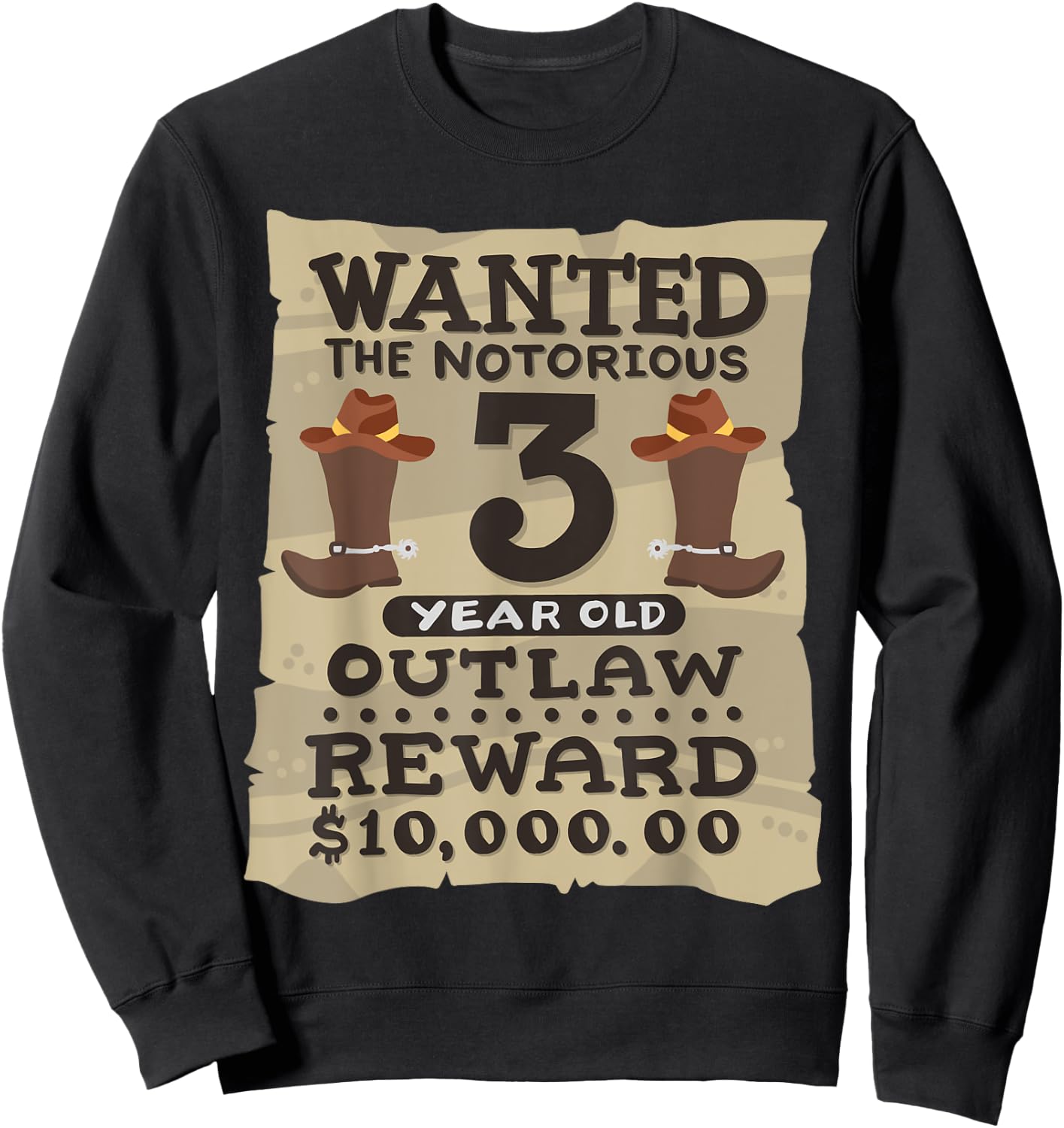 3 Year Old Cowboy 3rd Birthday Party Wild West Western Kids Sweatshirt - Sweatshirt | Black