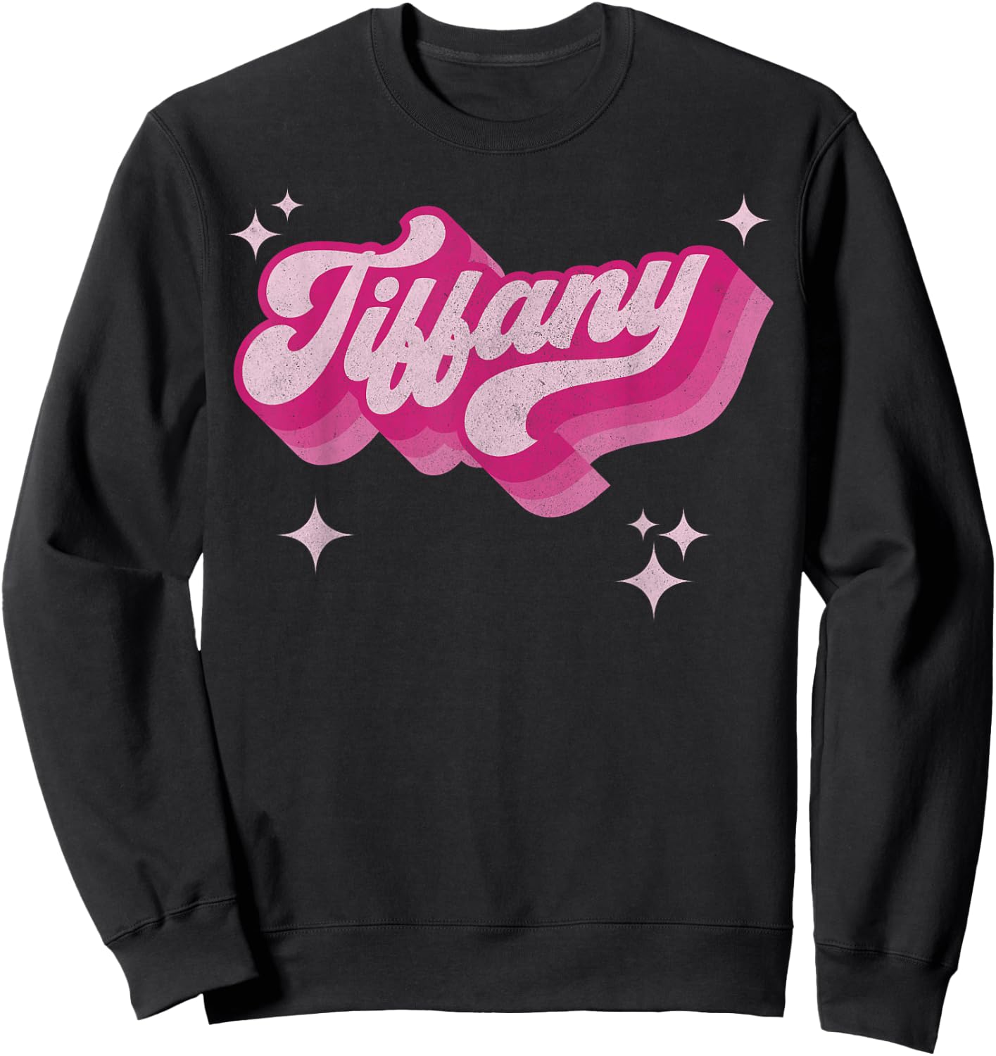 Tiffany First Name Girl Vintage Style 70s Personalized Retro Sweatshirt - Sweatshirt | Black