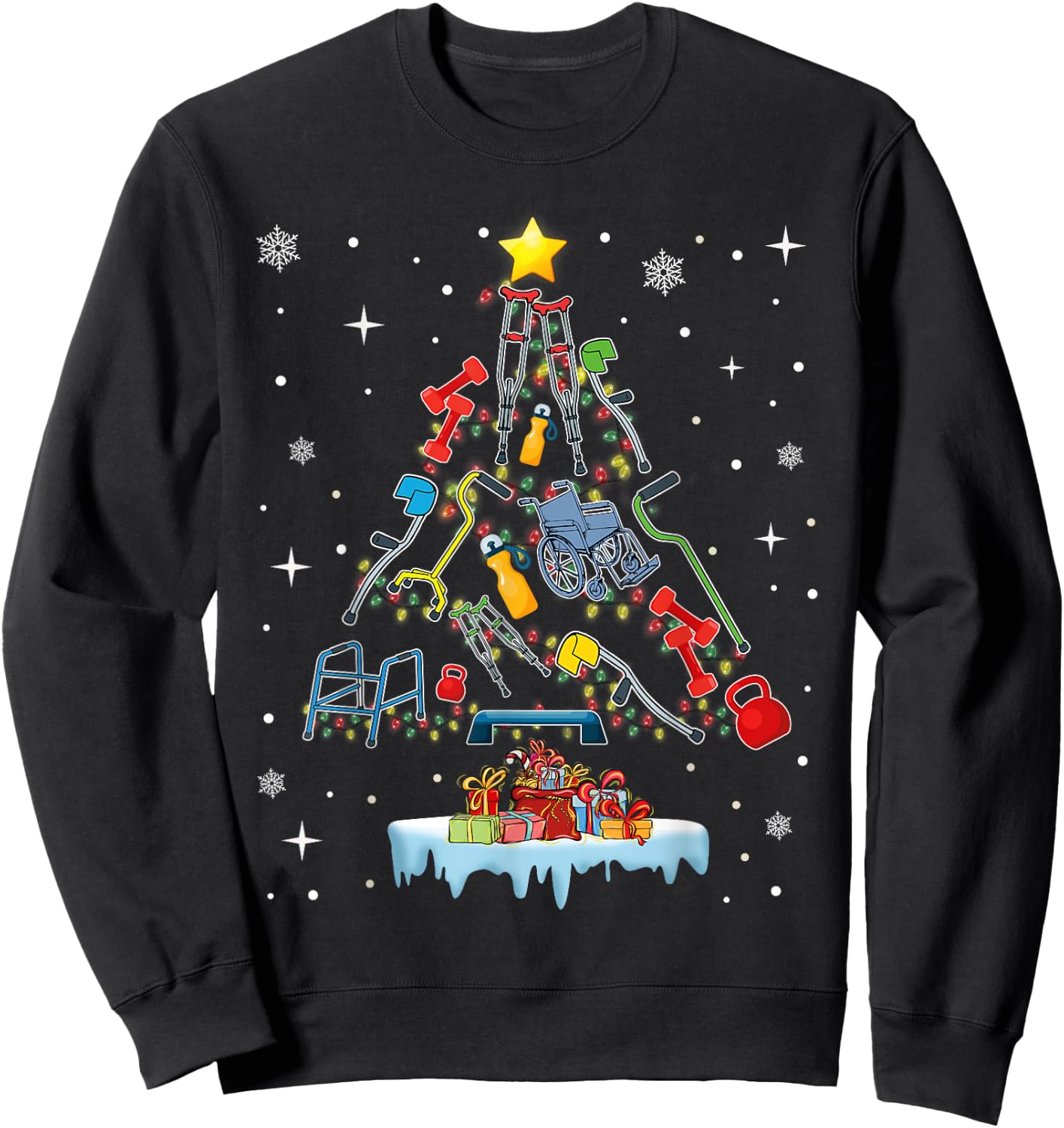 Physical Therapy Christmas PT Therapist Christmas Tree xmas Sweatshirt - Sweatshirt | Black