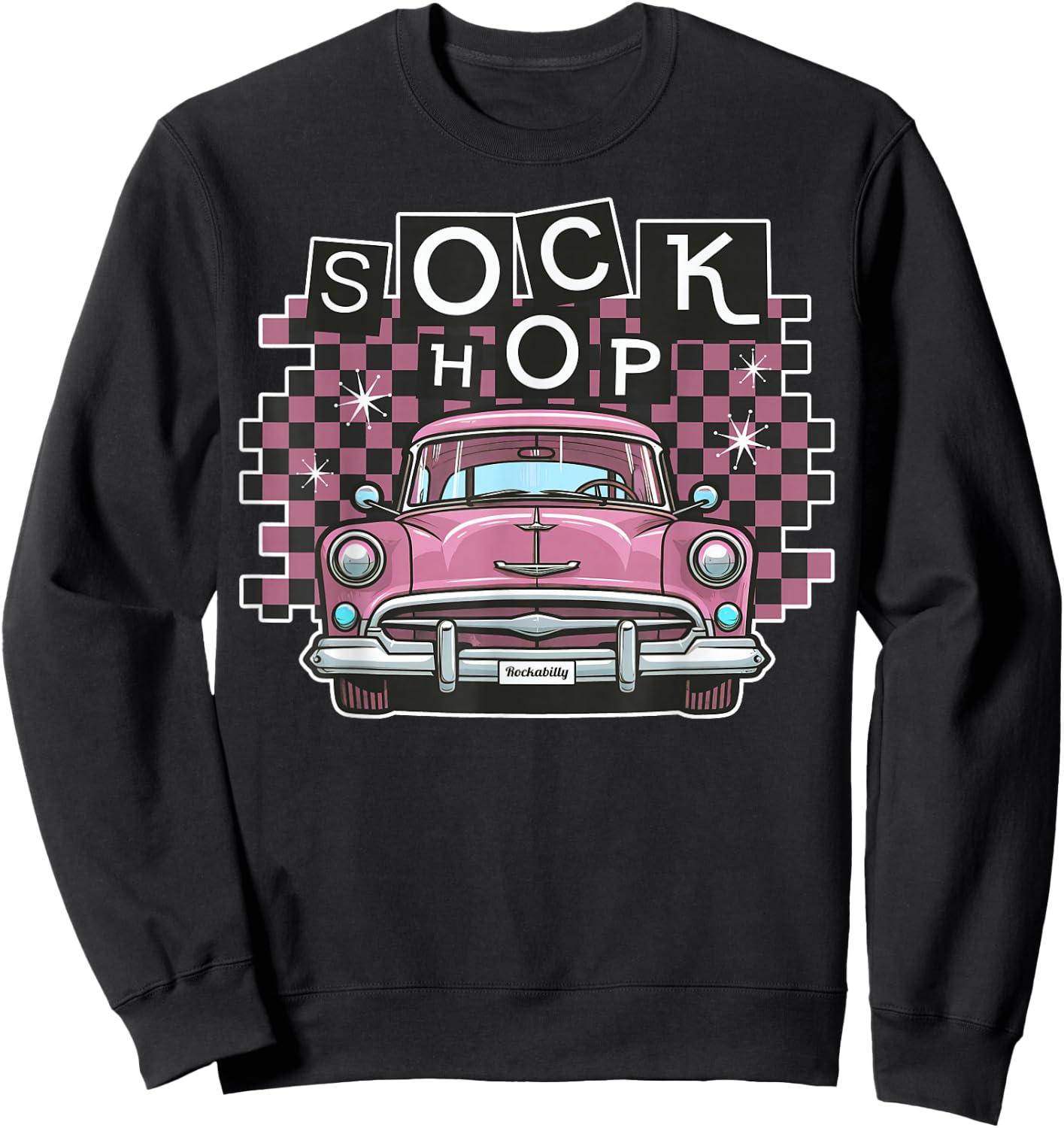 Sock Hop 50s Classic Car Nostalgia 1950s Greaser Sweatshirt - Sweatshirt | Black