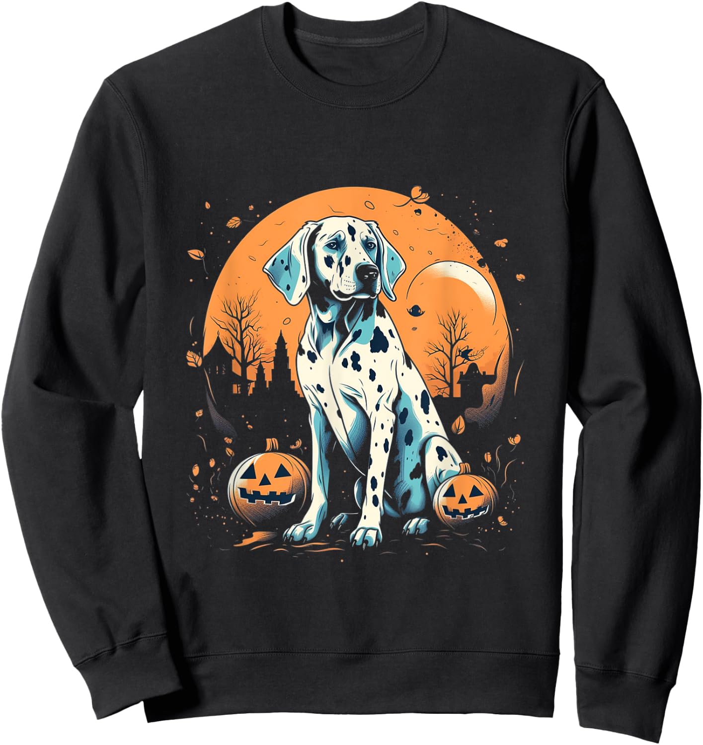 Dalmatian Pumpkin Halloween Costume Dog Puppy Men Women Kids Sweatshirt - Sweatshirt | Black