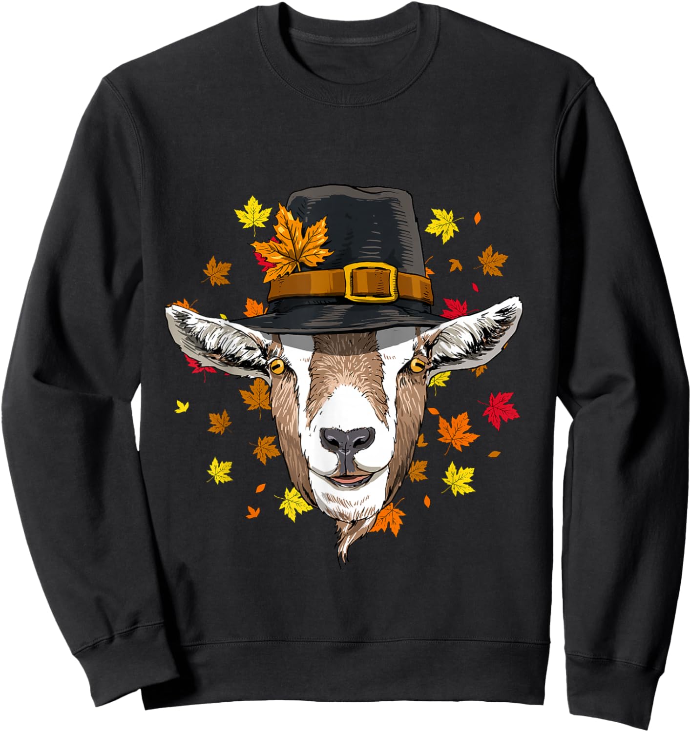 Thanksgiving Goat Pilgrim Turkey Day Autumn Fall Goat Lover Sweatshirt - Sweatshirt | Black