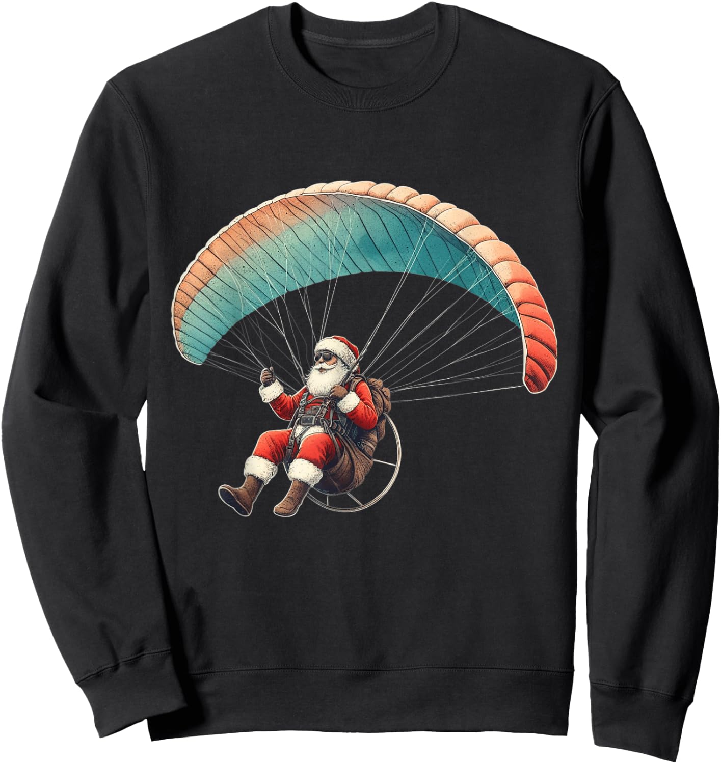 Paragliding Santa Extreme Hobbies Sports Christmas Pajama Sweatshirt - Sweatshirt | Black