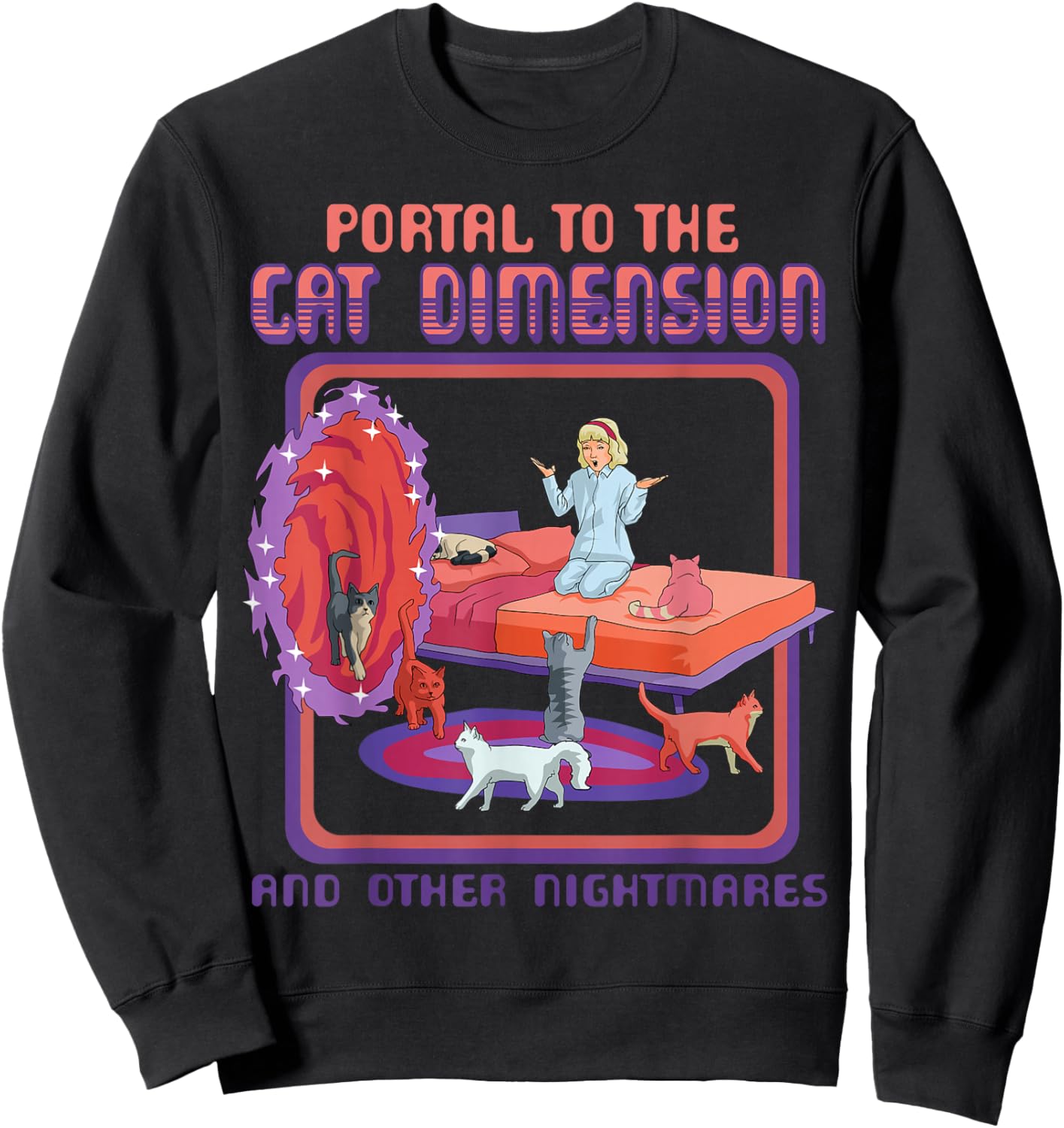 Portal To The Cat Dimension Funny Cat Kitten Lover Men Women Sweatshirt - Sweatshirt | Black