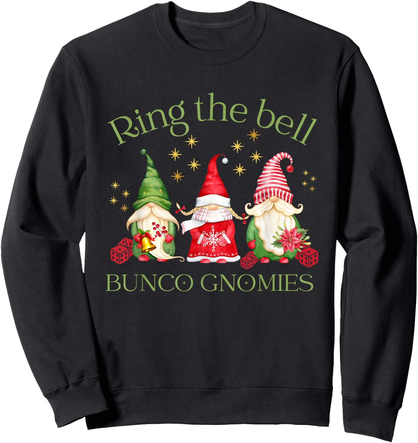 Ring the Bell Bunco Gnomies Bunco Christmas Gnomes Sweatshirt - Sweatshirt | Black
