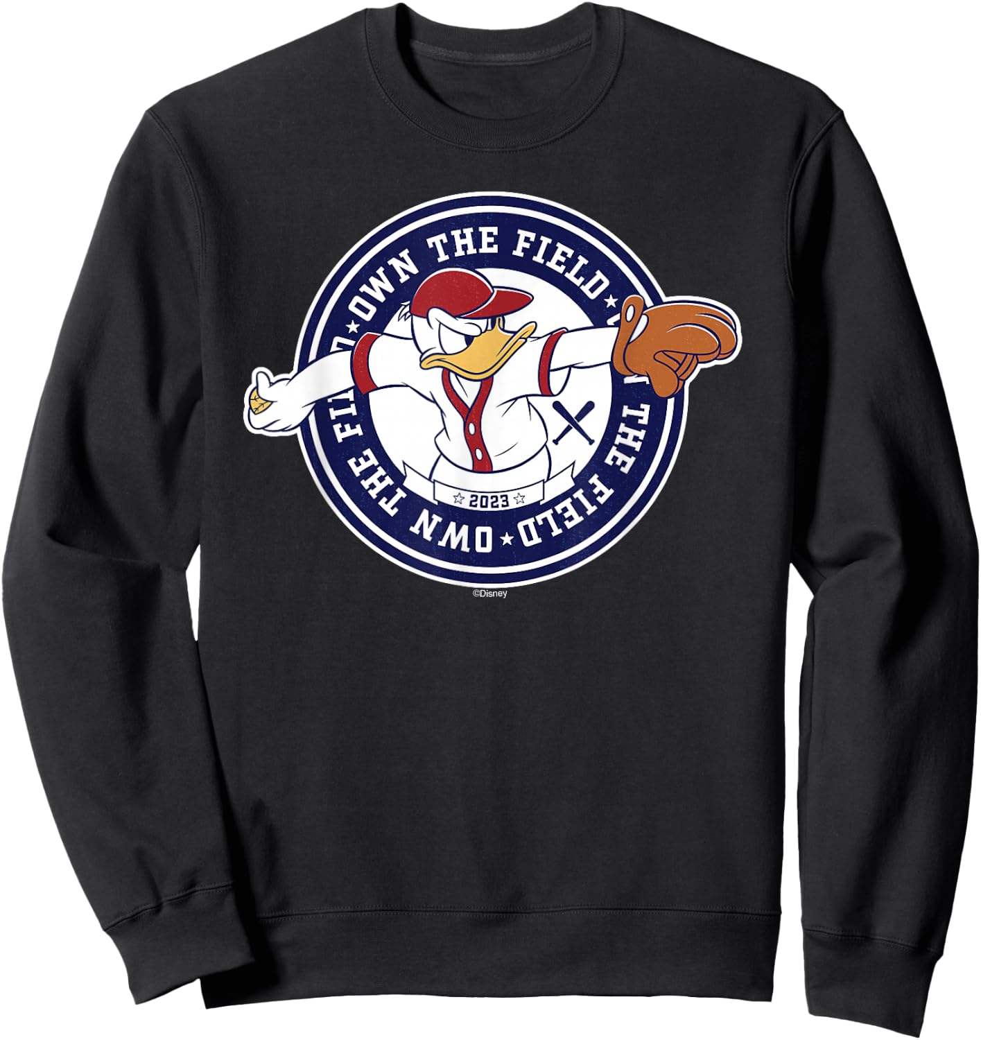Disney Donald Duck Baseball Pitcher Own the Field Sports '23 Sweatshirt - Sweatshirt | Black