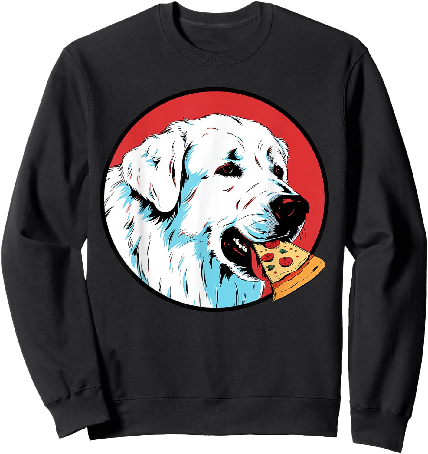 Great Pyrenees Pizza Funny Dog Food Sweatshirt - Sweatshirt | Black