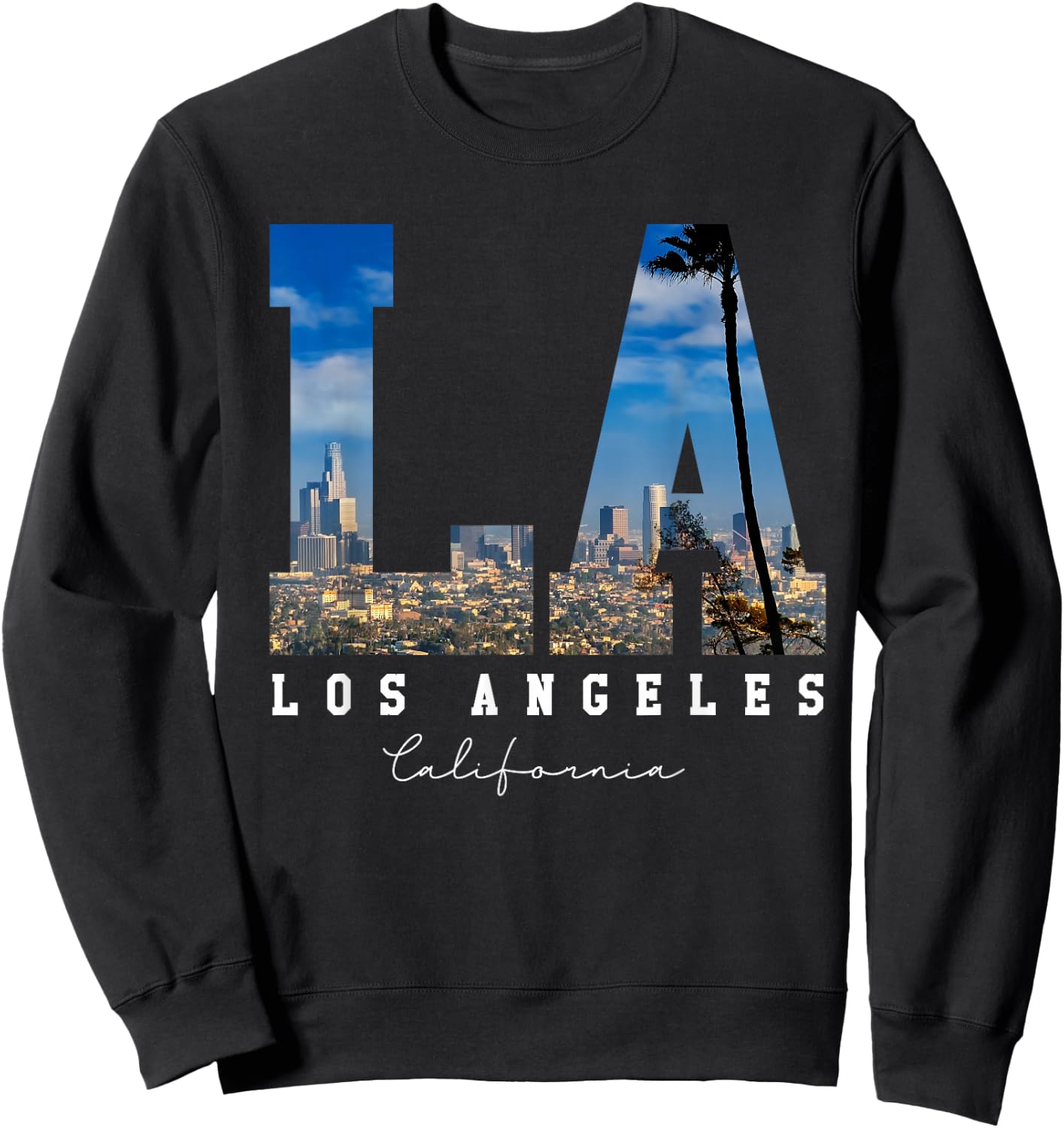Los-Angeles California LA Skyline Pride-Black White Sweatshirt - Sweatshirt | Black