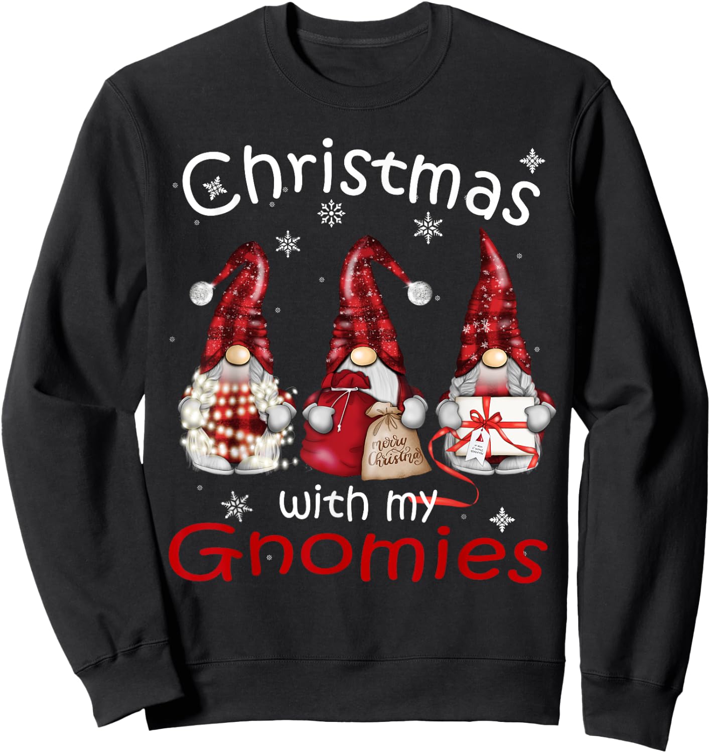 Gnome Family Christmas Men - Buffalo Plaid Sweatshirt - Sweatshirt | Black