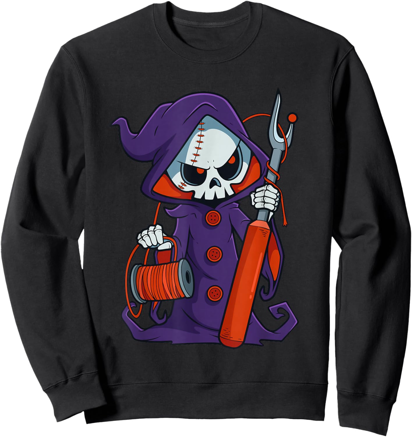 Funny Quilting Sewing Grim Reaper Seam Ripper Crafting Sweatshirt - Sweatshirt | Black