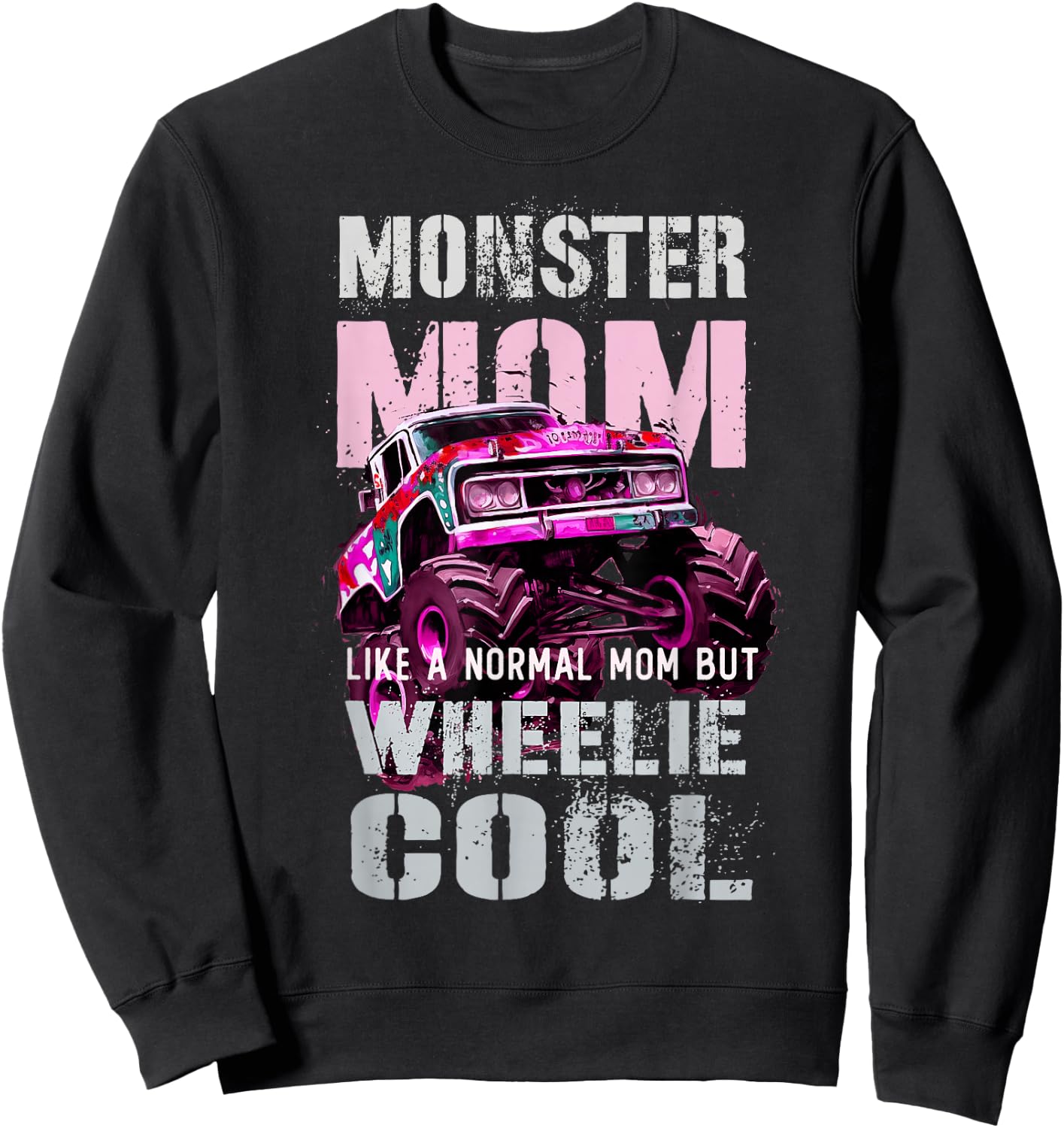 Vintage MONSTER MOM Like Normal Regular Mama of Birthday Boy Sweatshirt - Sweatshirt | Black