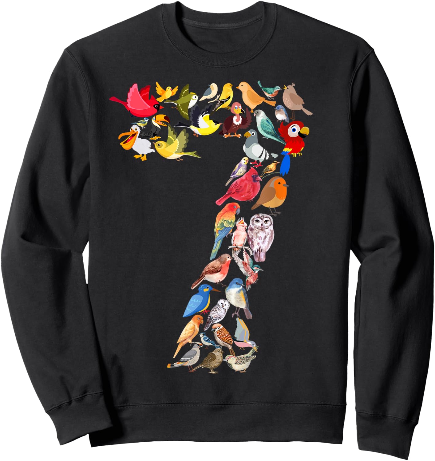 Kids 7th Birthday Birds Themed 7 Years Old Boys Bird Lover Sweatshirt - Sweatshirt | Black