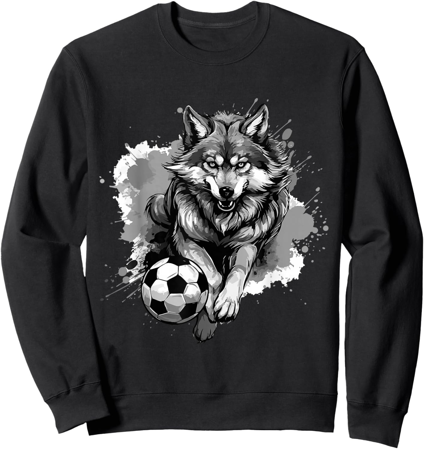 Wolf Playing Soccer | Animal Sports Team Sweatshirt - Sweatshirt | Black