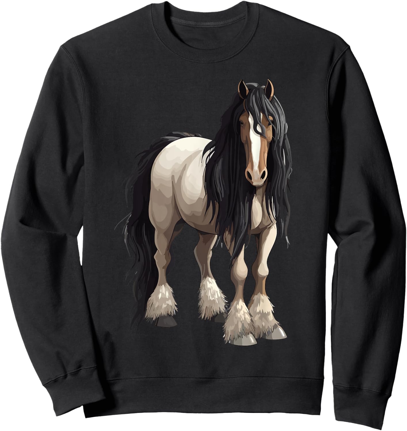 Black Gypsy Vanner Horse Lover Riding Equestrian Sweatshirt - Sweatshirt | Black