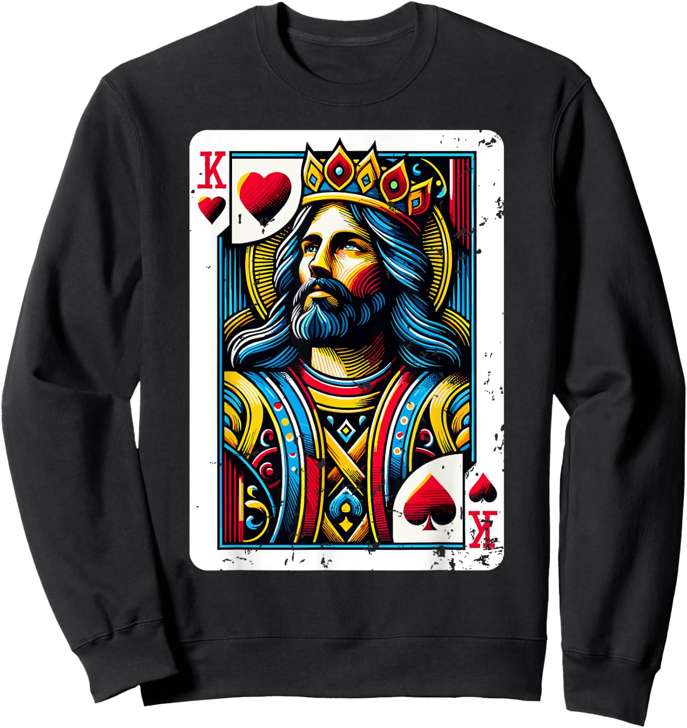 Jesus King Card Christian Bible Sweatshirt - Sweatshirt | Black