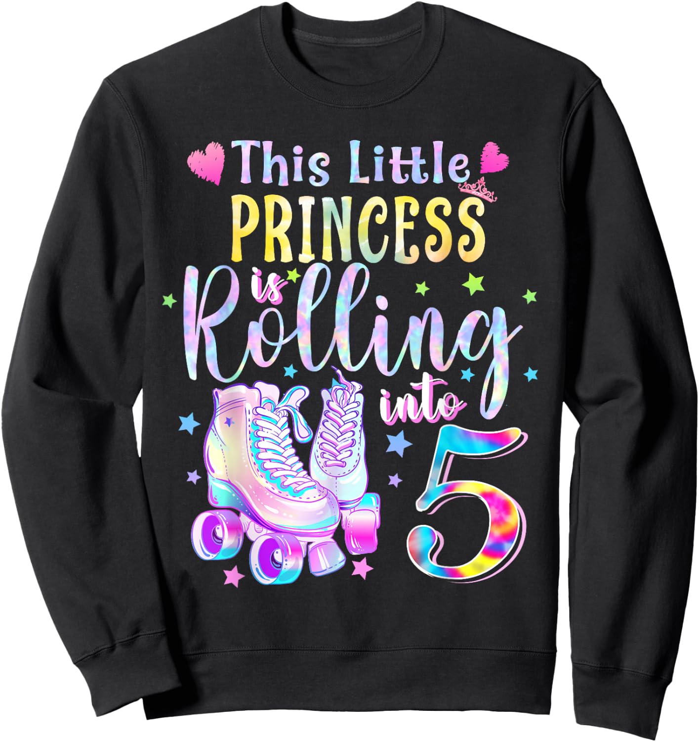 This Little Princess Rolling Into 5 5th Birthday Skate Girls Sweatshirt - Sweatshirt | Black