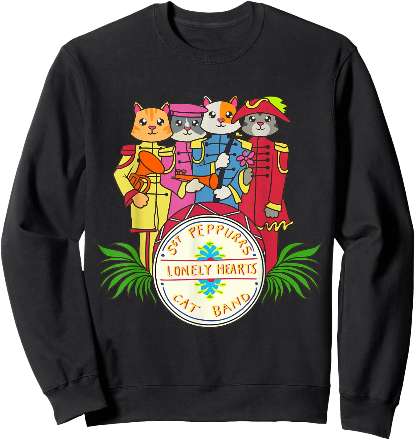 Classic Kitty Sgt. Peppurr's Lonely Hearts Funny Cat Band Sweatshirt - Sweatshirt | Black