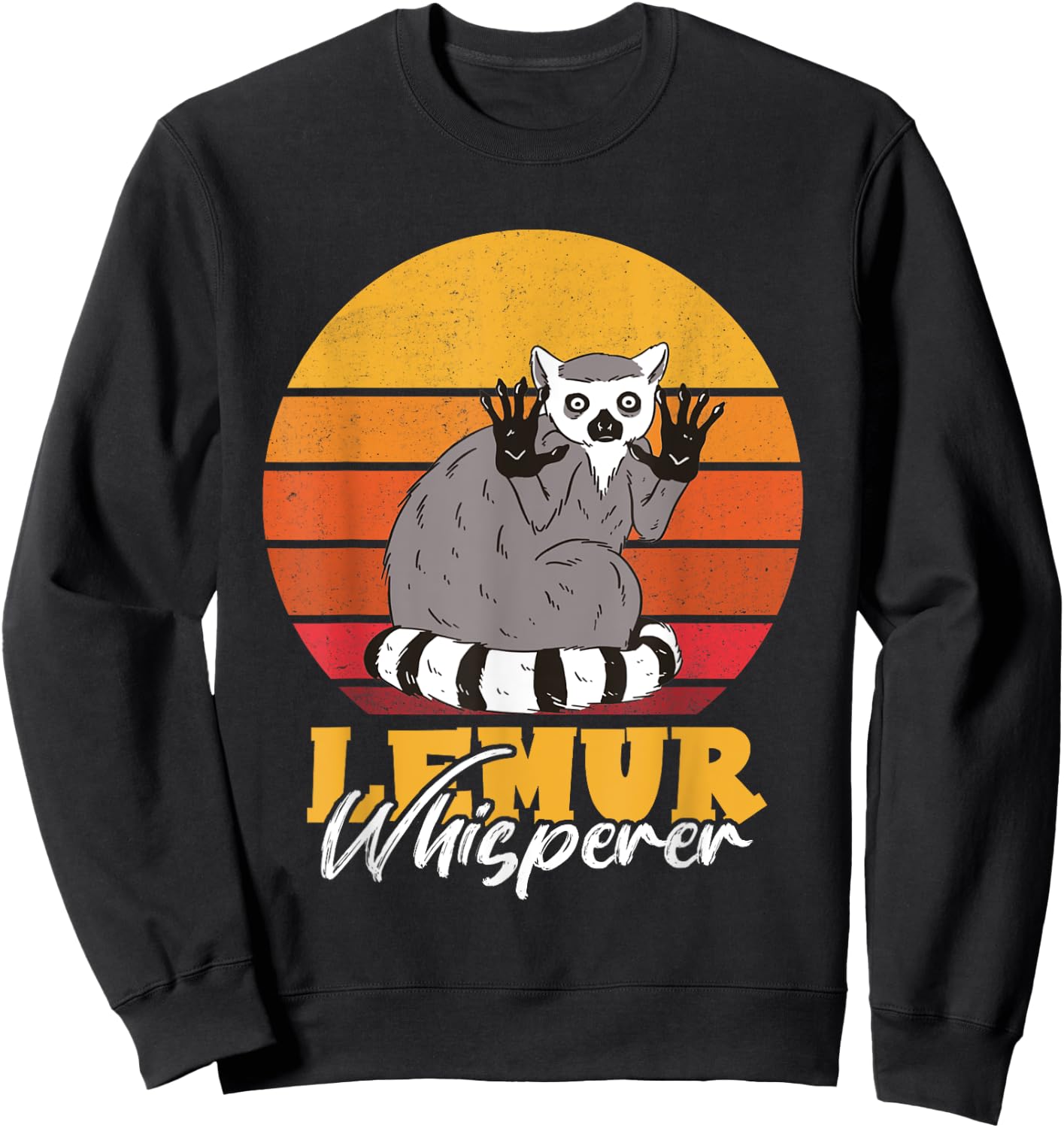 Lemur Cute Lemur Monkey Powered By Lemur Madagascar Animal Sweatshirt - Sweatshirt | Black