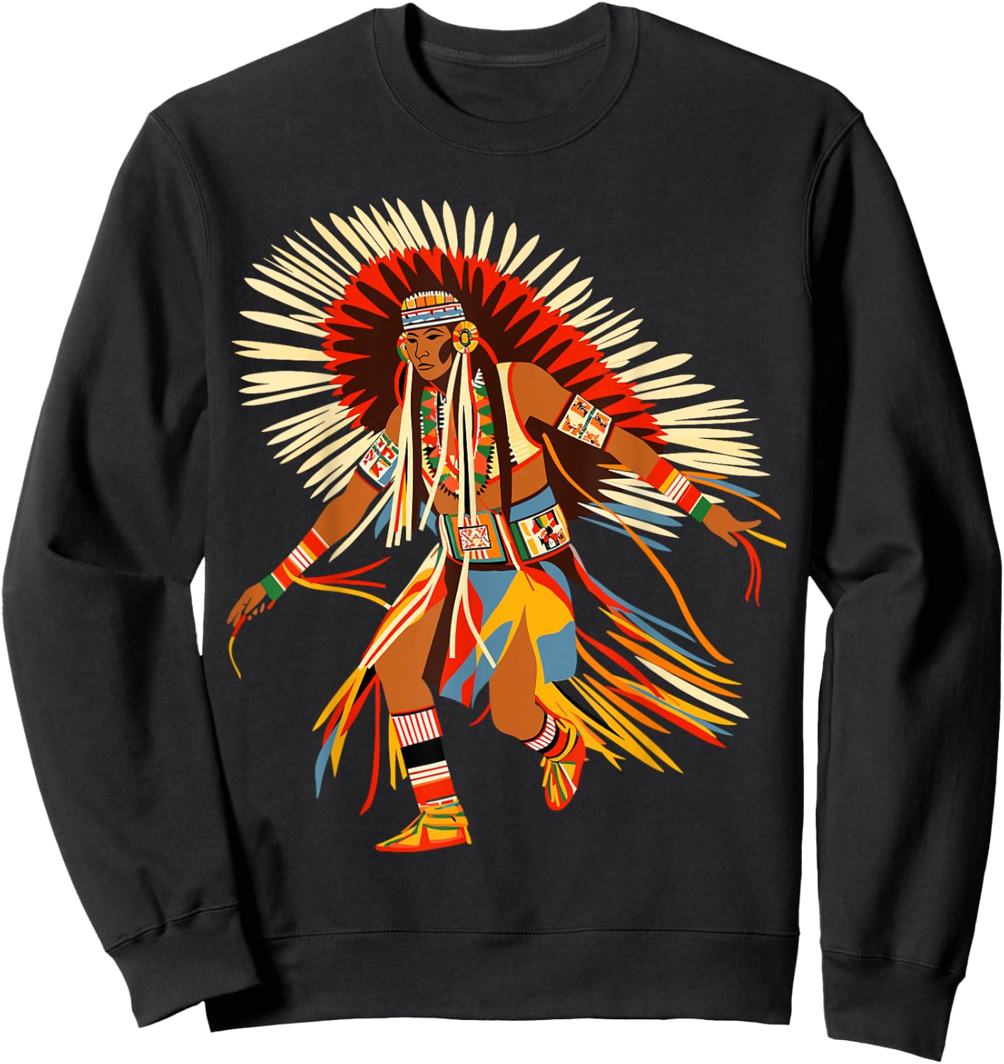 Powwow Dancer Native American Indian Traditional Art Style Sweatshirt - Sweatshirt | Black