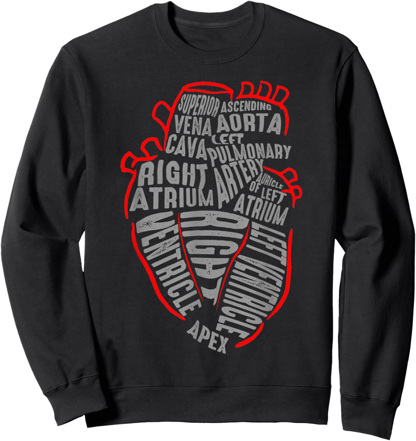 Parts Of Heart Cardiology Men Women Anatomical Cardiac Sweatshirt - Sweatshirt | Black