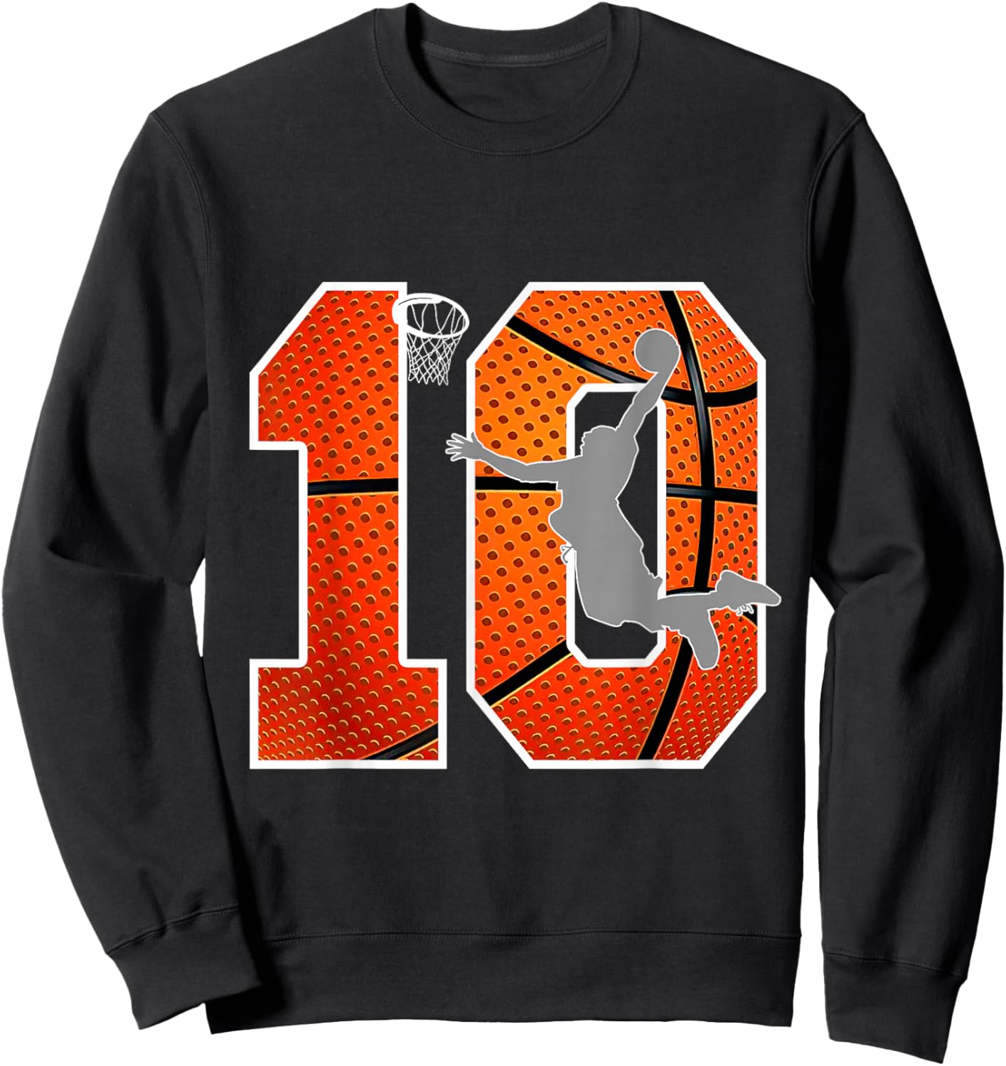 Kids 10 Years Old 10th Basketball Birthday Party Boys Girls Sweatshirt - Sweatshirt | Black