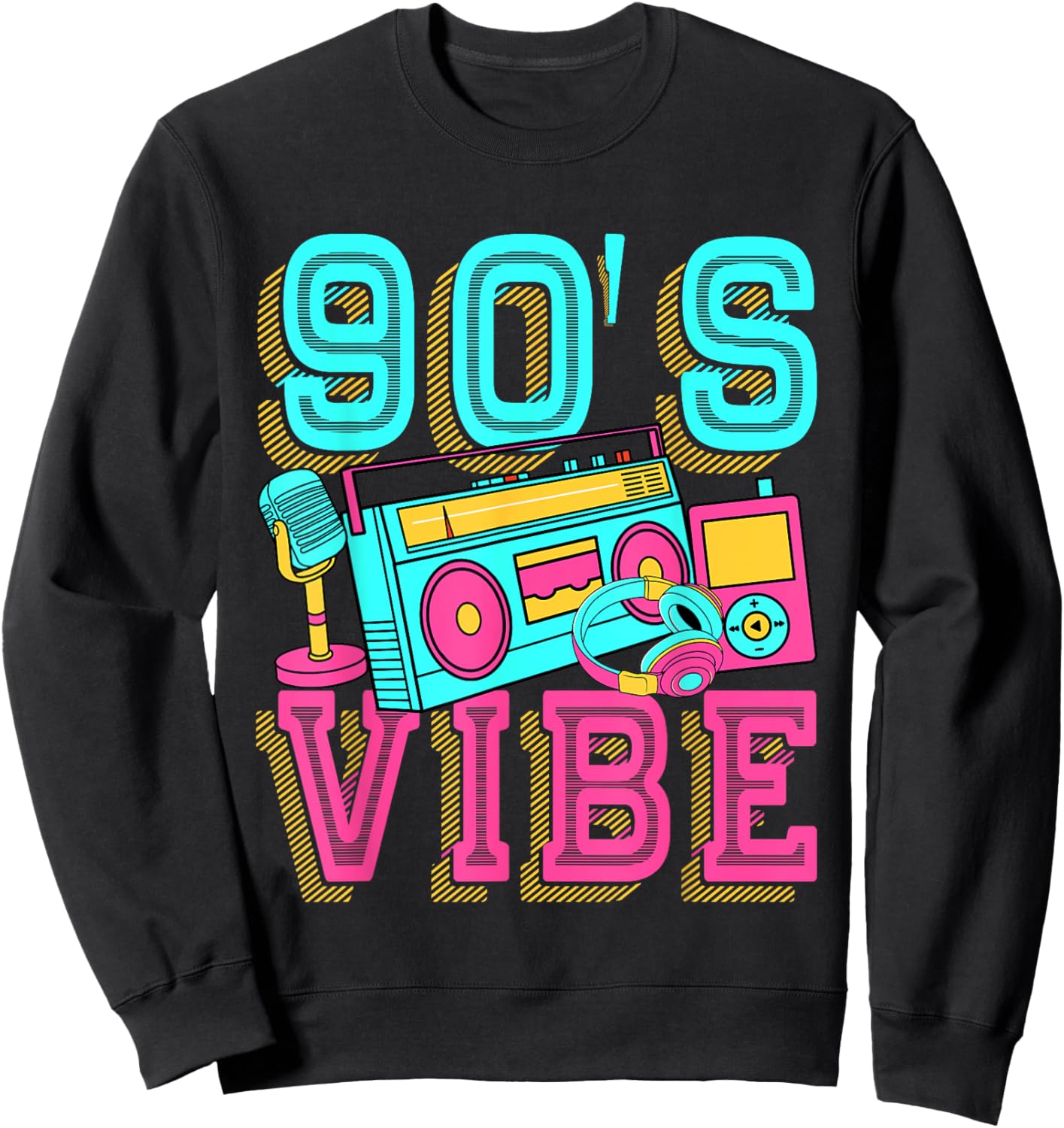90s Vibe Vintage 1990s Music 90s Costume Party Men Women Sweatshirt - Sweatshirt | Black