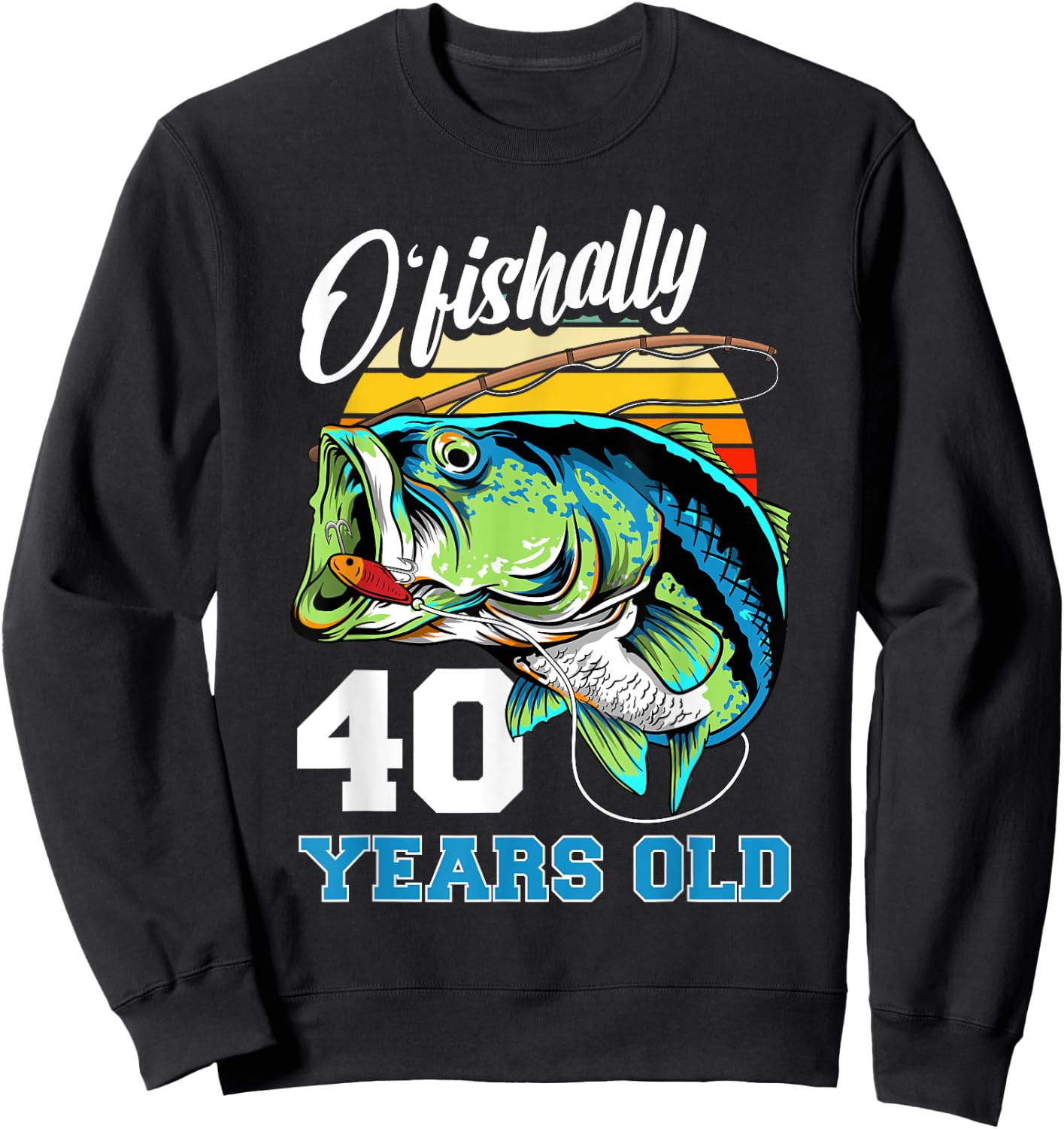 Ofishally 40 Years Old Fisherman 40th Birthday Fishing Sweatshirt - Sweatshirt | Black