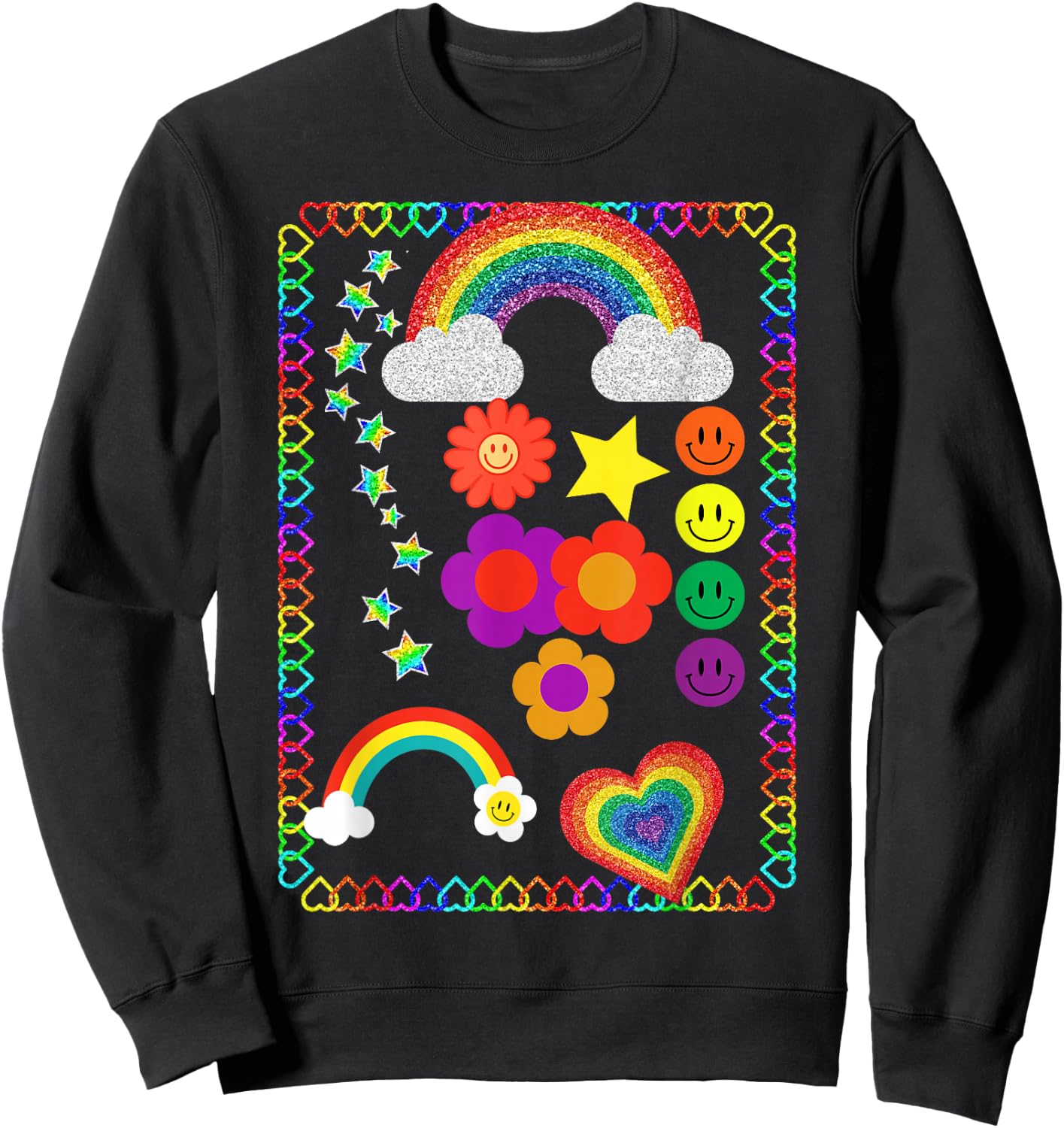 Kidcore Flower Heart Sweatshirt - Sweatshirt | Black