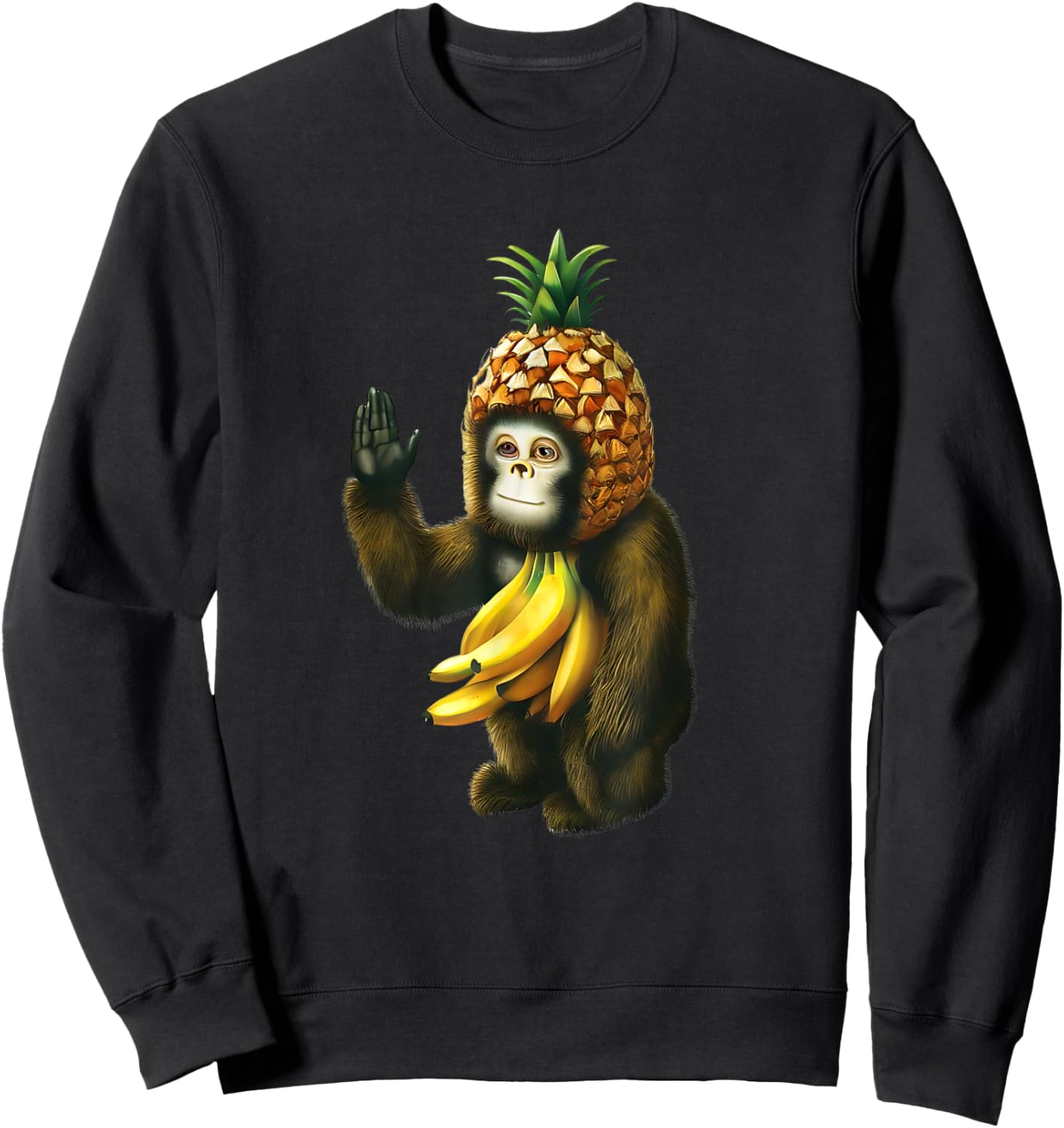 Monkey with Pineapple Sweatshirt - Sweatshirt | Black