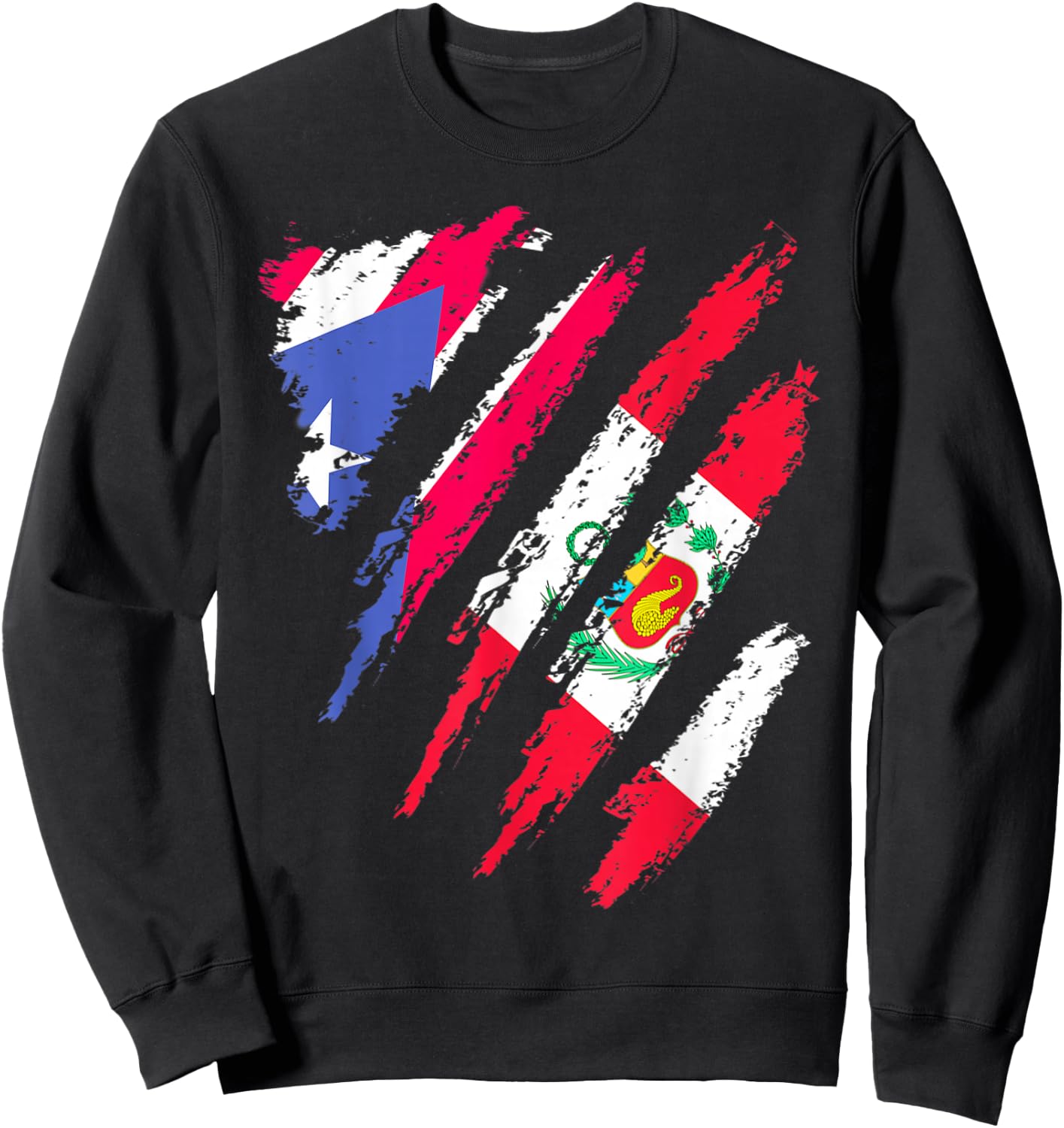 Puerto Rico Flag Peru Grown Patriot Country Stripes Sweatshirt - Sweatshirt | Black