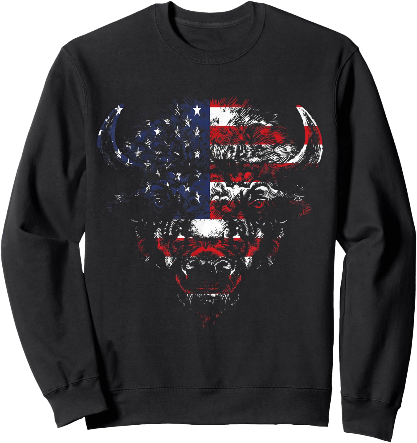 American Buffalo American Bison American Flag American Bison Sweatshirt - Sweatshirt | Black