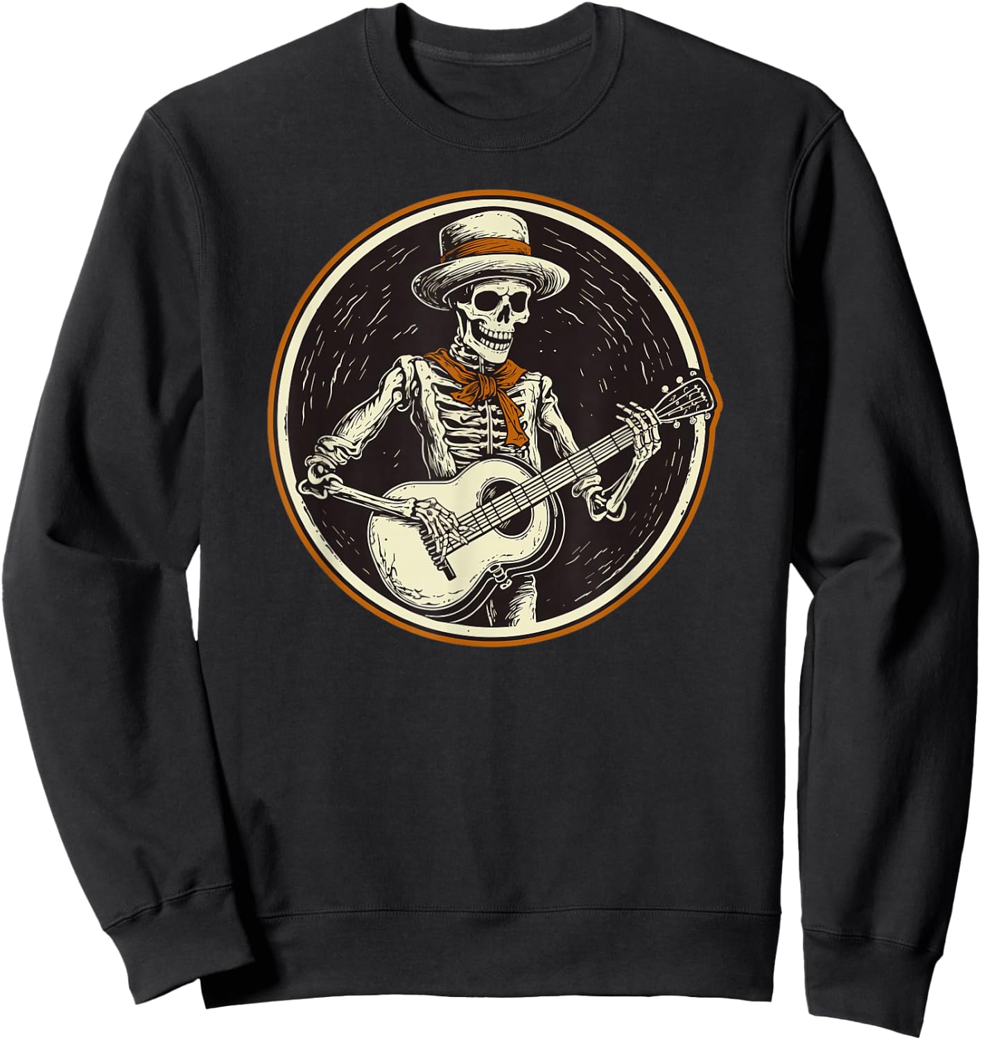 skeleton playing banjo Funny Bluegrass Style Sweatshirt - Sweatshirt | Black